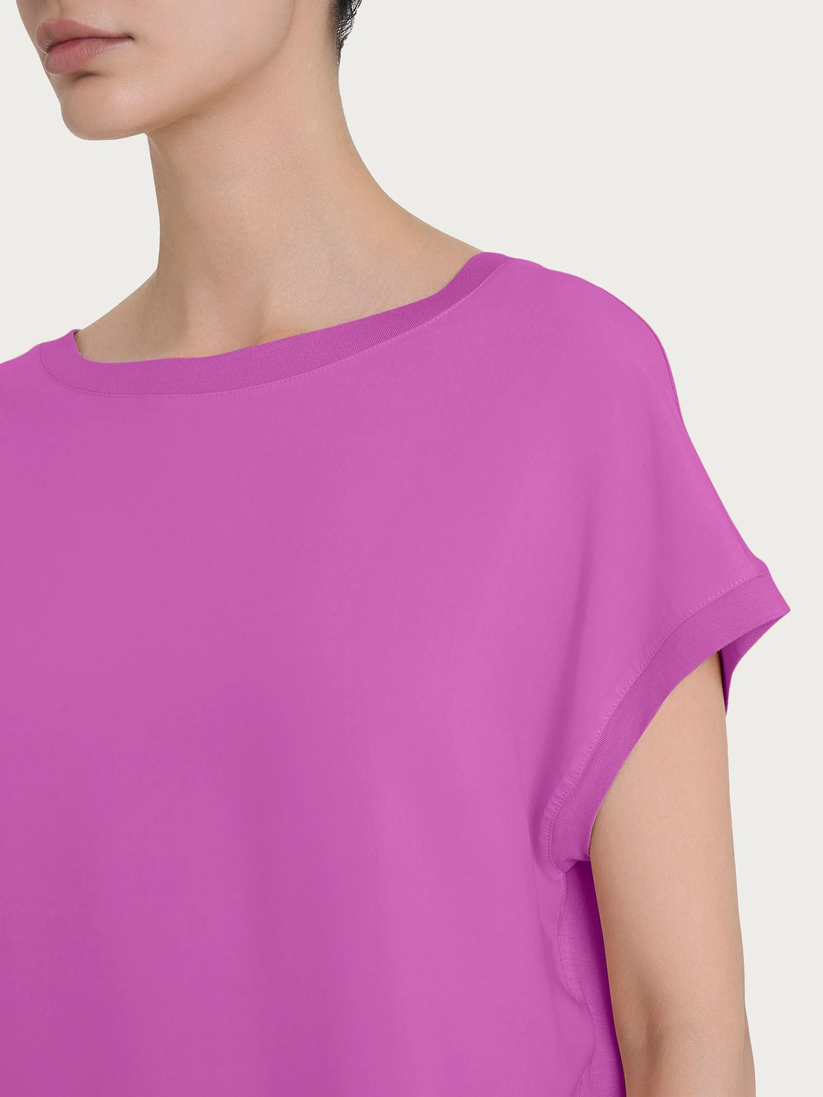 Maglietta con manica corta kimono in Misto Viscosa - Cattleya Orchid - Image 3