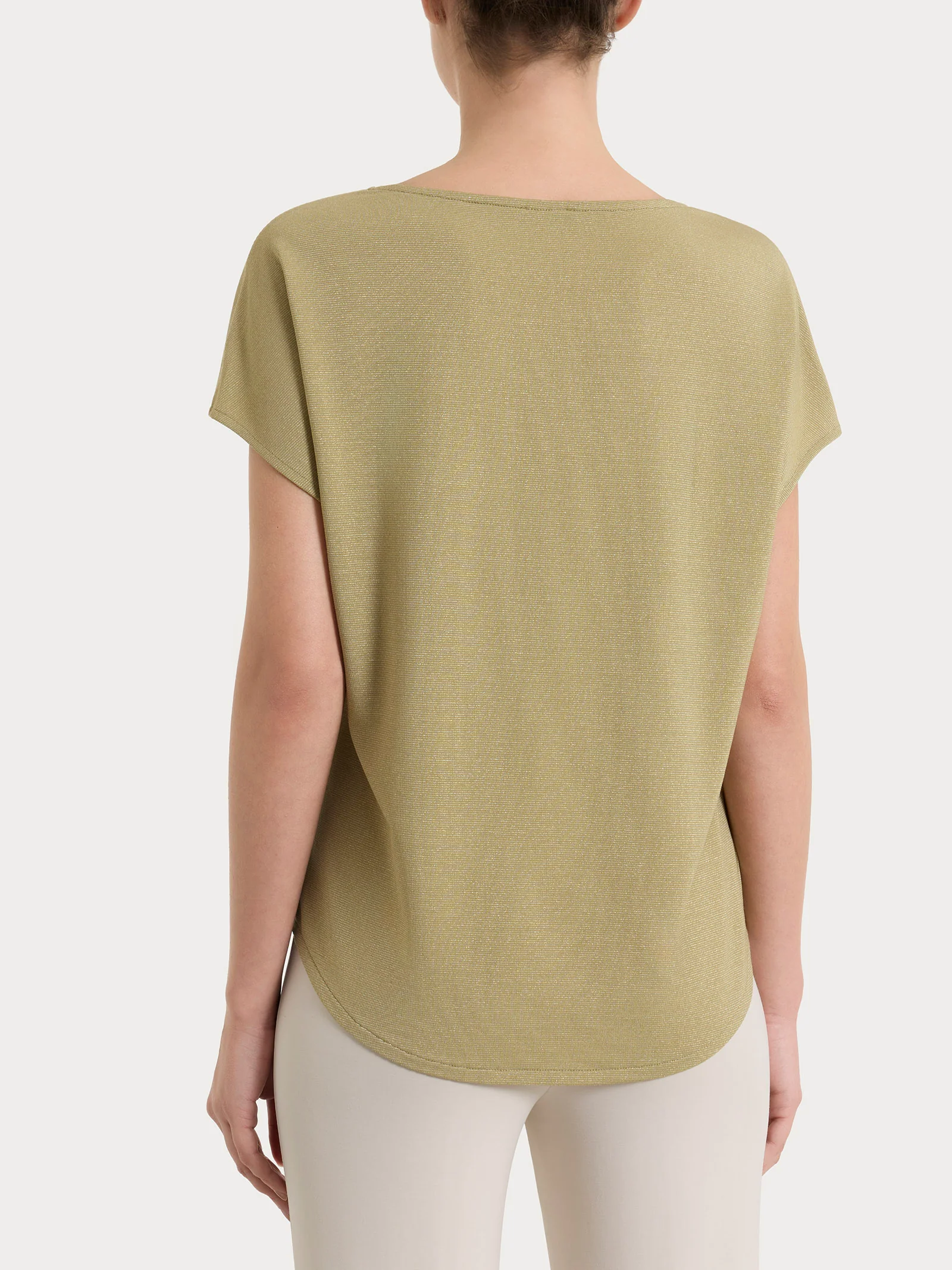 Maglietta con manica corta kimono in Summer Light - Fant. Khaki righe 1/1 - Image 2