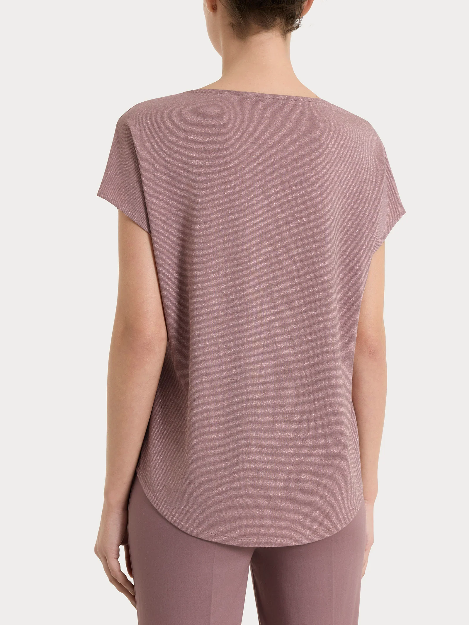 Maglietta con manica corta kimono in Summer Light - Fant. Twilight Mauve righe 1/1 - Image 2