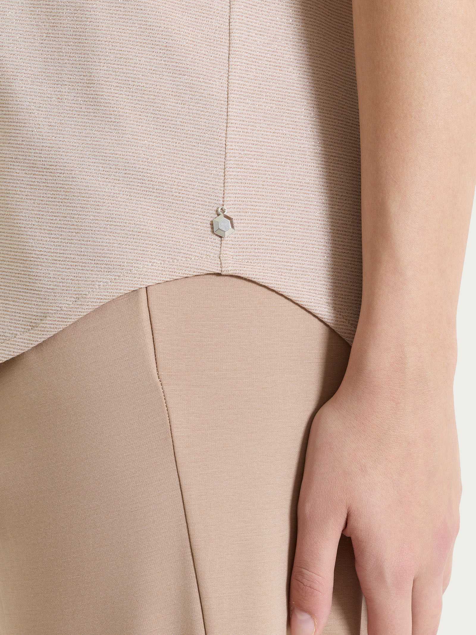 Maglietta con manica corta kimono in Summer Light - Fant. Almond Peach righe 1/1 - Image 3
