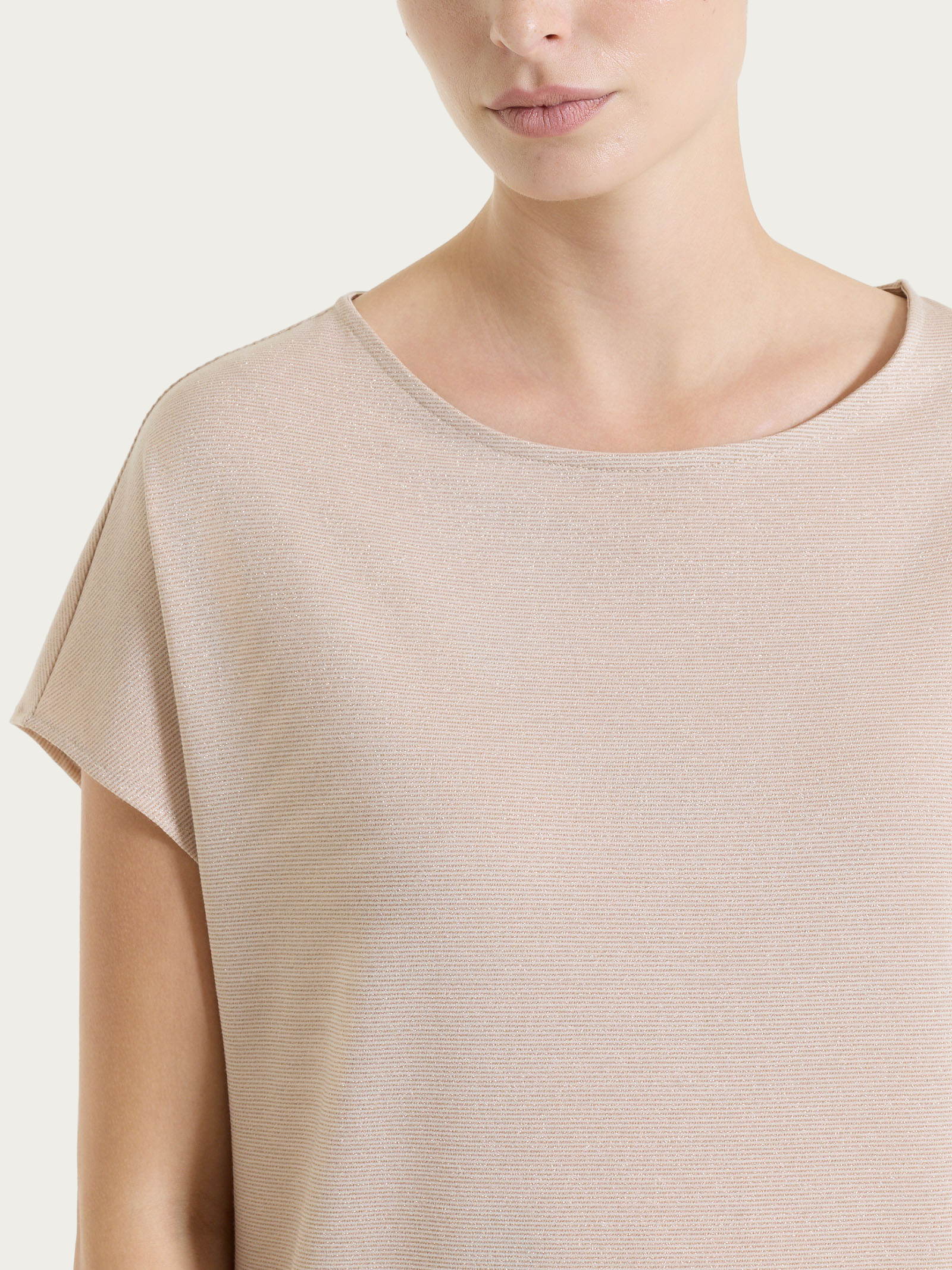 Maglietta con manica corta kimono in Summer Light - Fant. Almond Peach righe 1/1 - Image 4