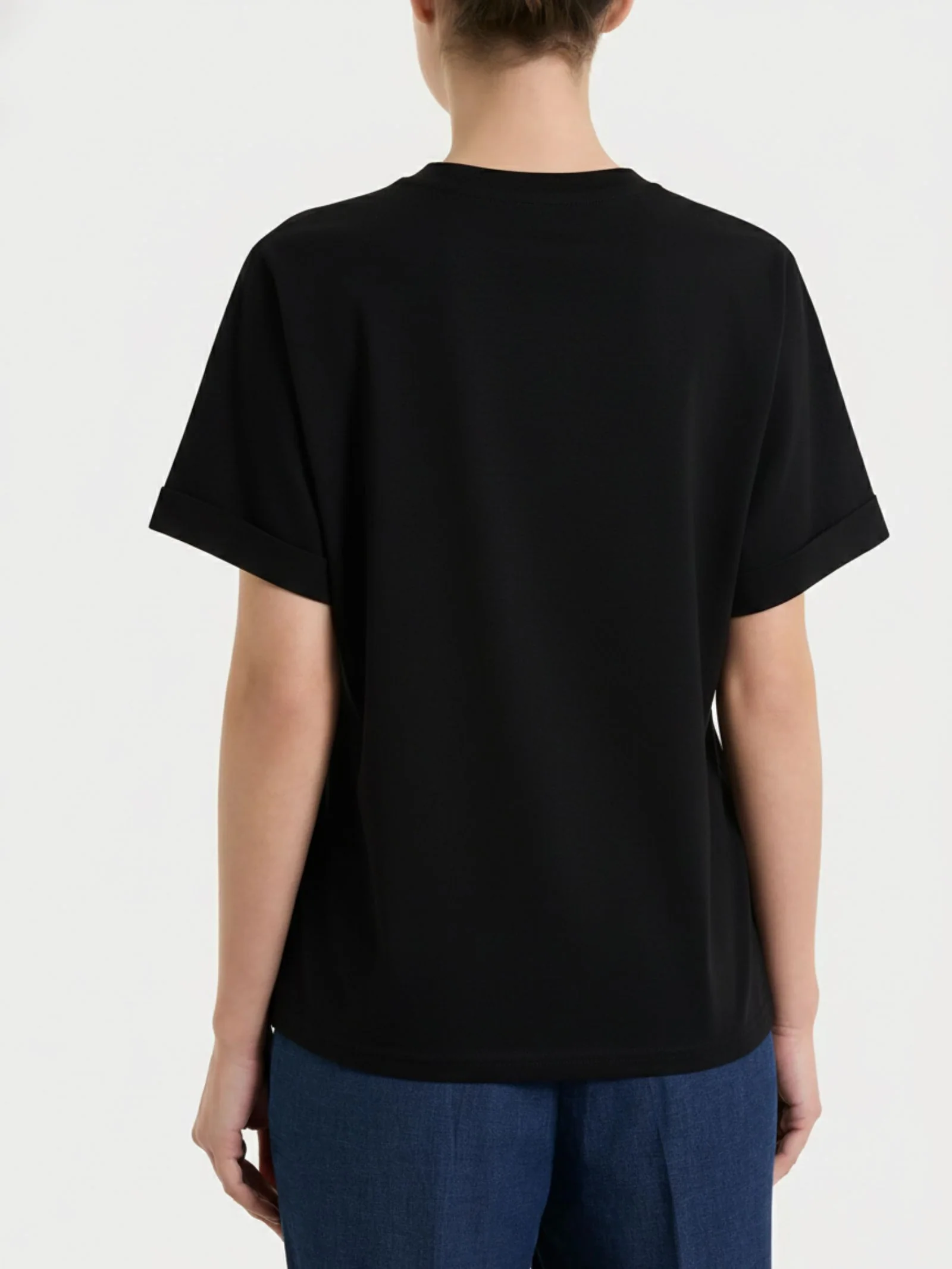 Maglietta con manica over in Slub Jersey - Nero - Image 2