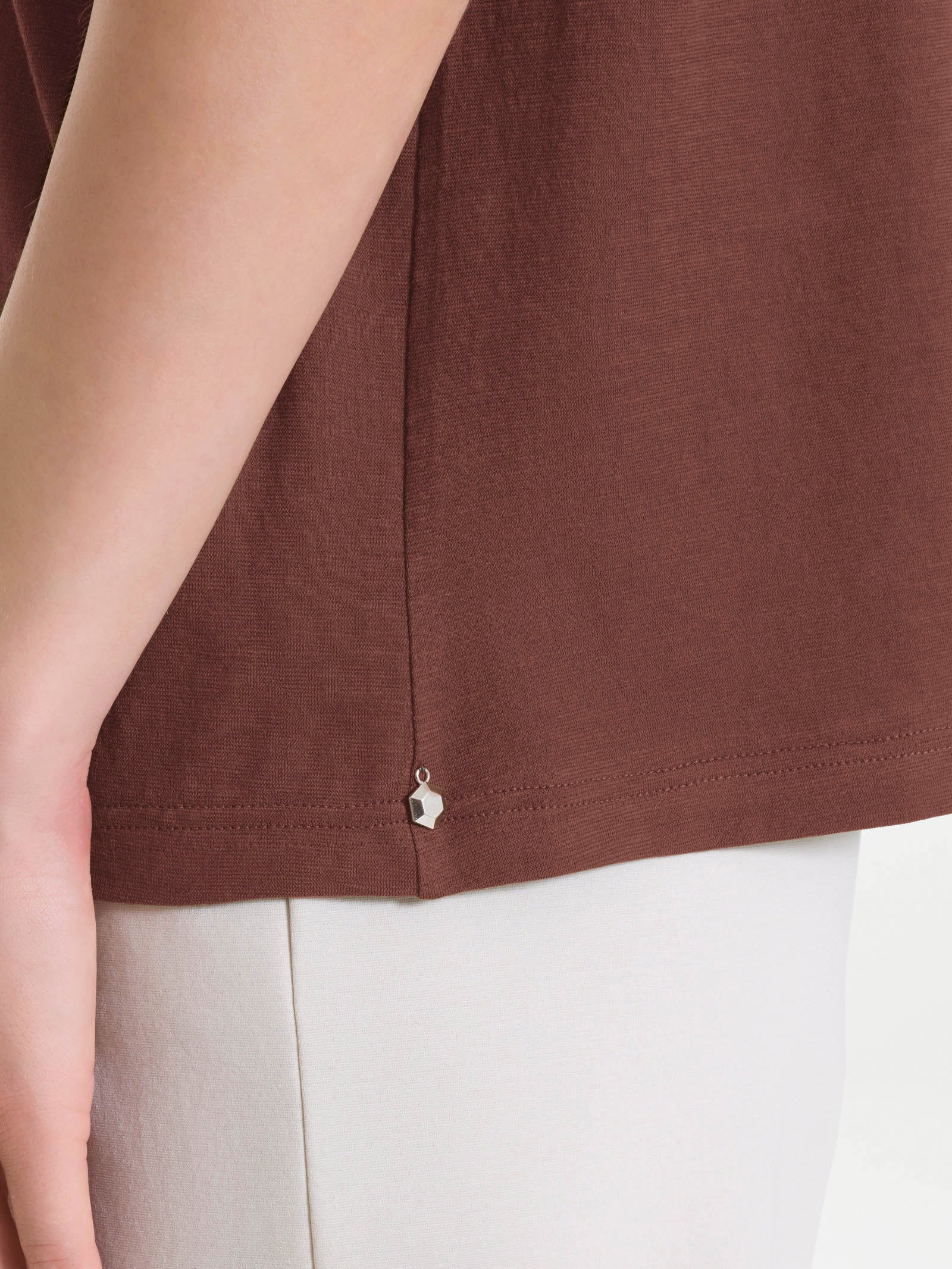 Maglietta con manica over in Slub Jersey - Cappuccino - Image 4