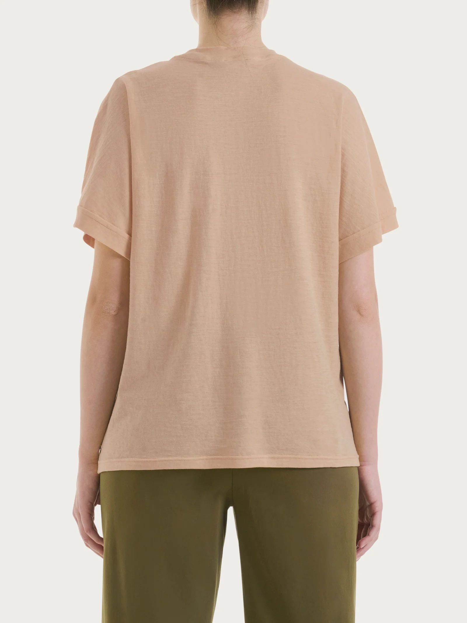 Maglietta con manica over in Slub Jersey - Warm Taupe - Image 2