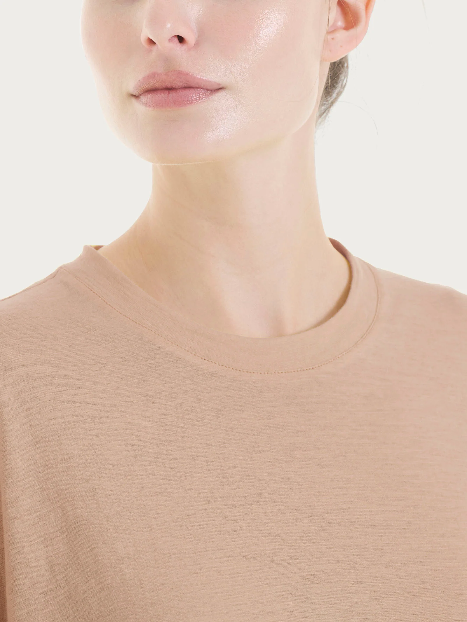 Maglietta con manica over in Slub Jersey - Warm Taupe - Image 4