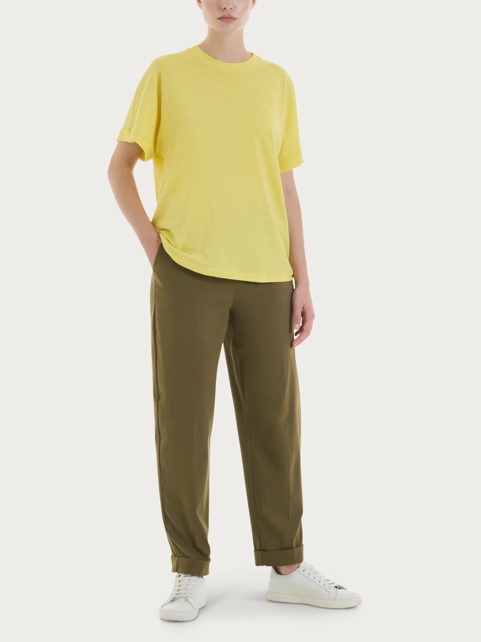 Maglietta con manica over in Slub Jersey - Acacia - Image 5