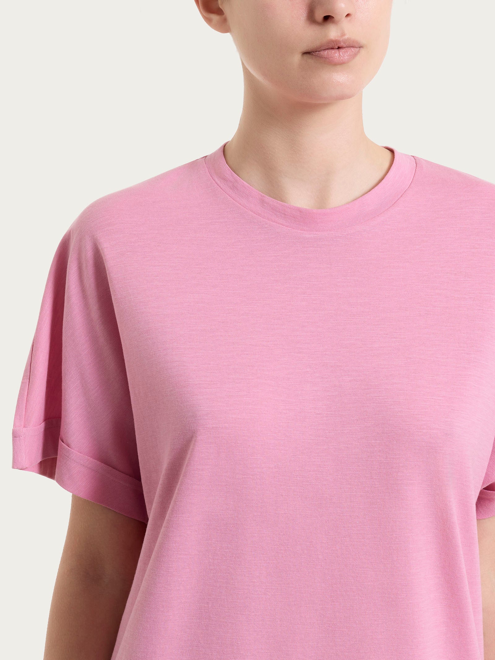 Maglietta con manica over in Slub Jersey - Cashmere Rose - Image 4