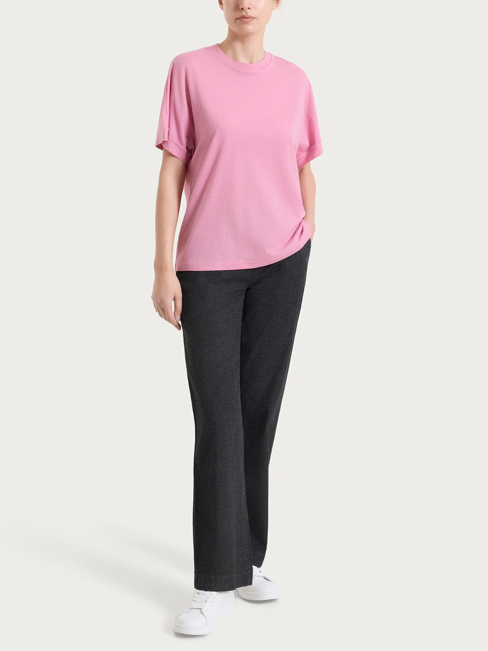 Maglietta con manica over in Slub Jersey - Cashmere Rose - Image 5