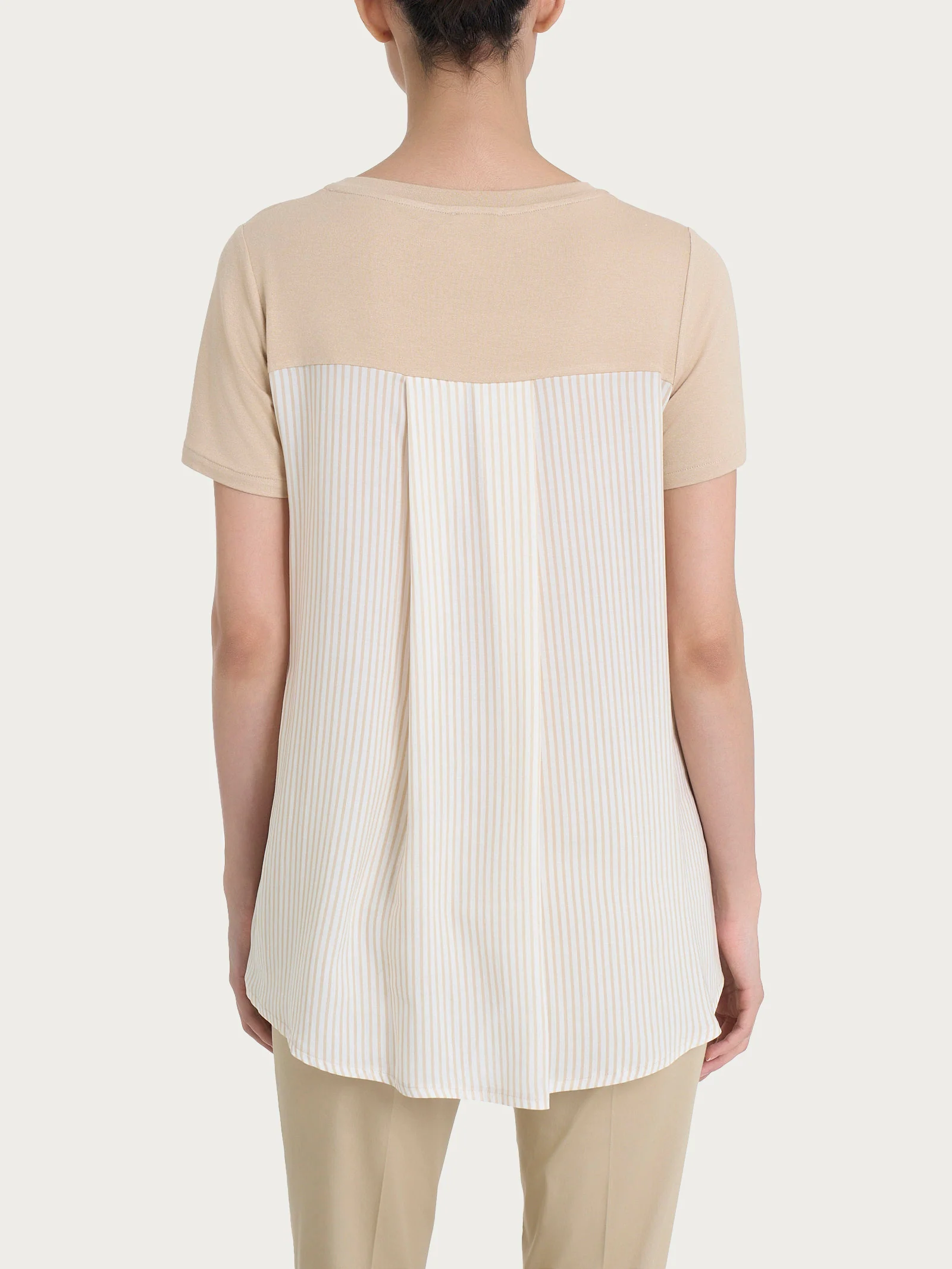 Maglietta con retro con stripes in Viscosa Summer - Fant. Irish Cream - Image 2