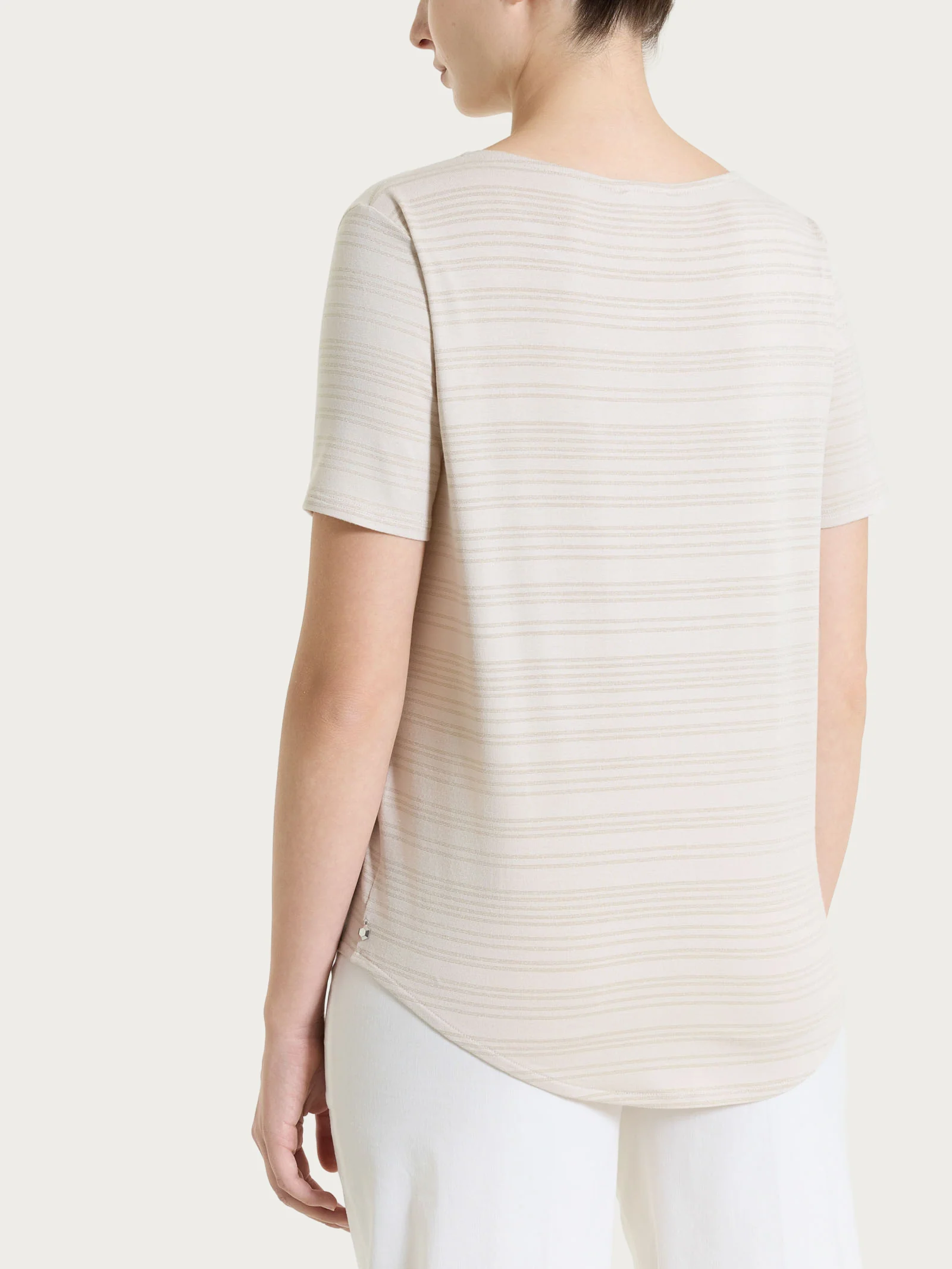 Maglietta con righe orizzontali alternate in Viscosa Summer e Lurex - Fant.Champignon - Image 2