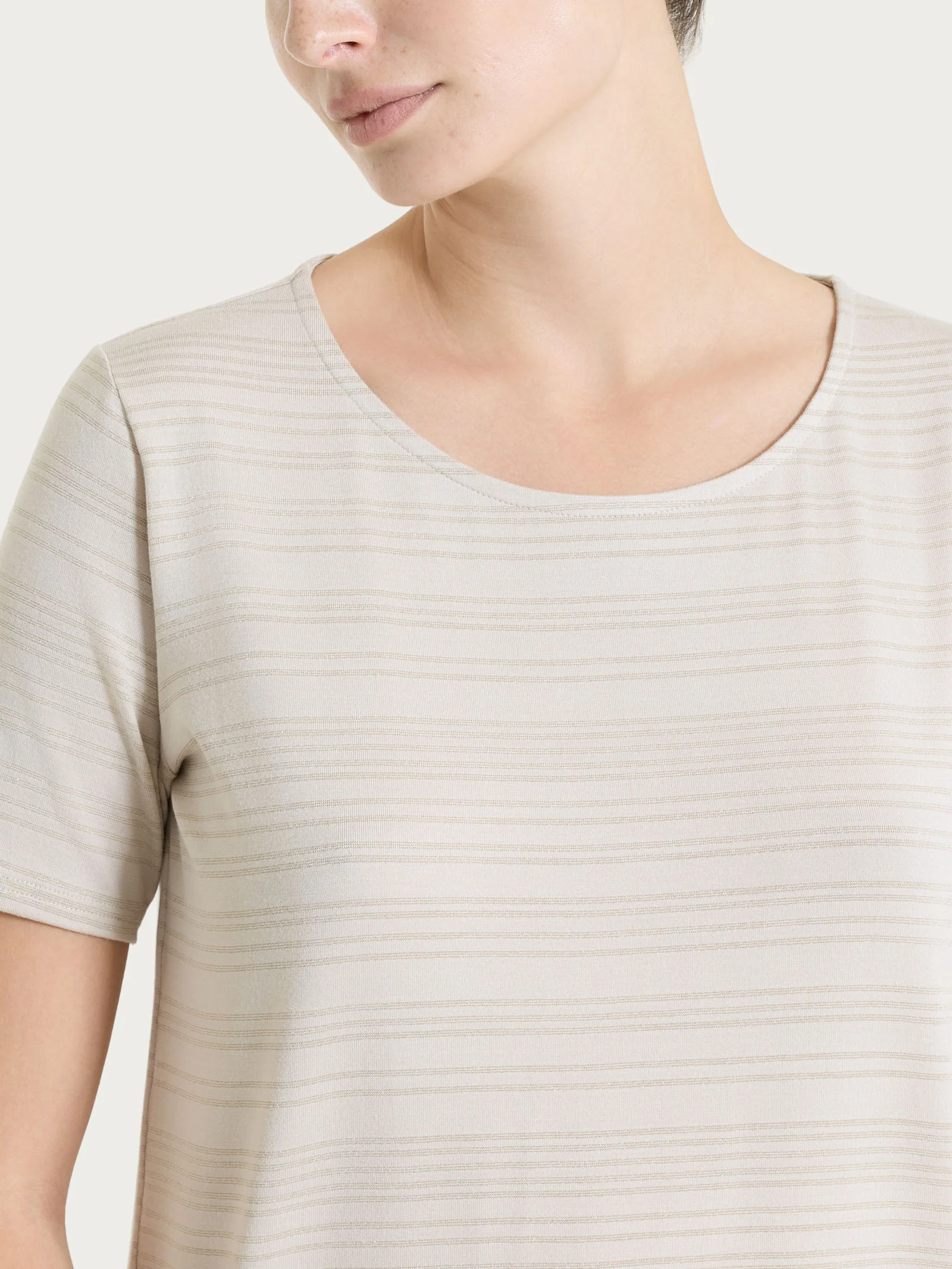 Maglietta con righe orizzontali alternate in Viscosa Summer e Lurex - Fant.Champignon - Image 3