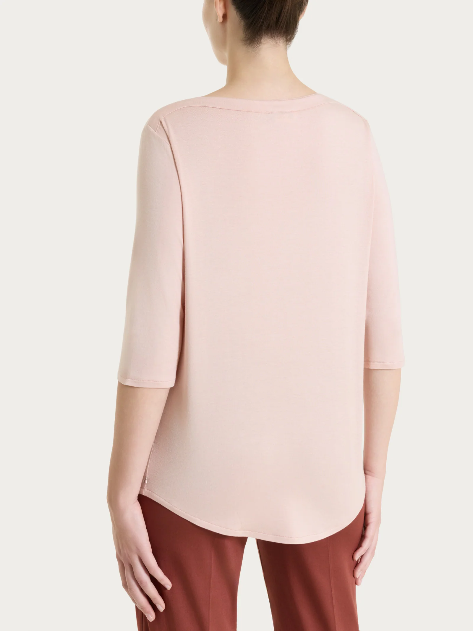 Maglietta con scollo a barchetta in Viscosa Summer - Cameo Rose - Image 2