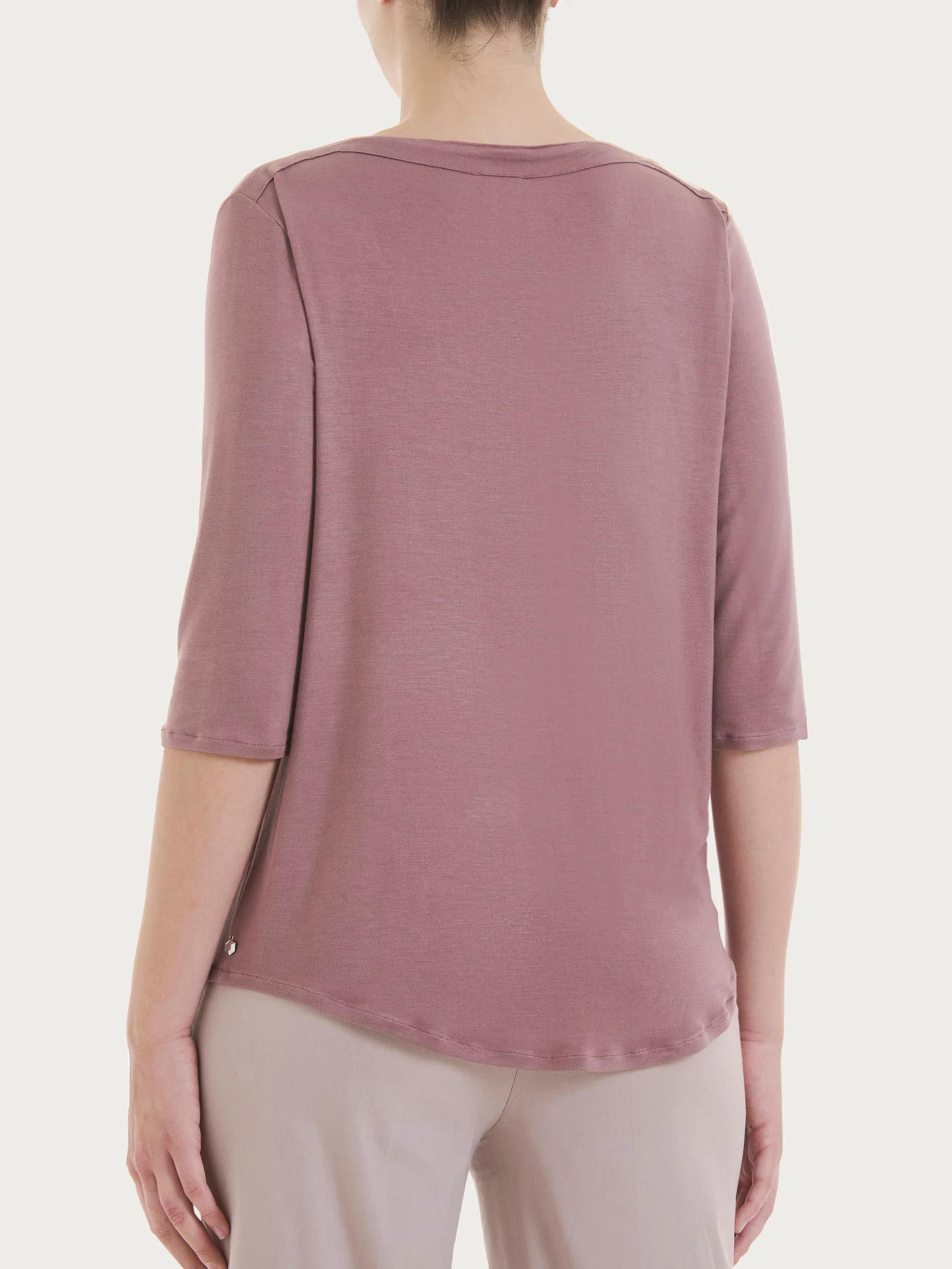 Maglietta con scollo a barchetta in Viscosa Summer - Twilight Mauve - Image 2