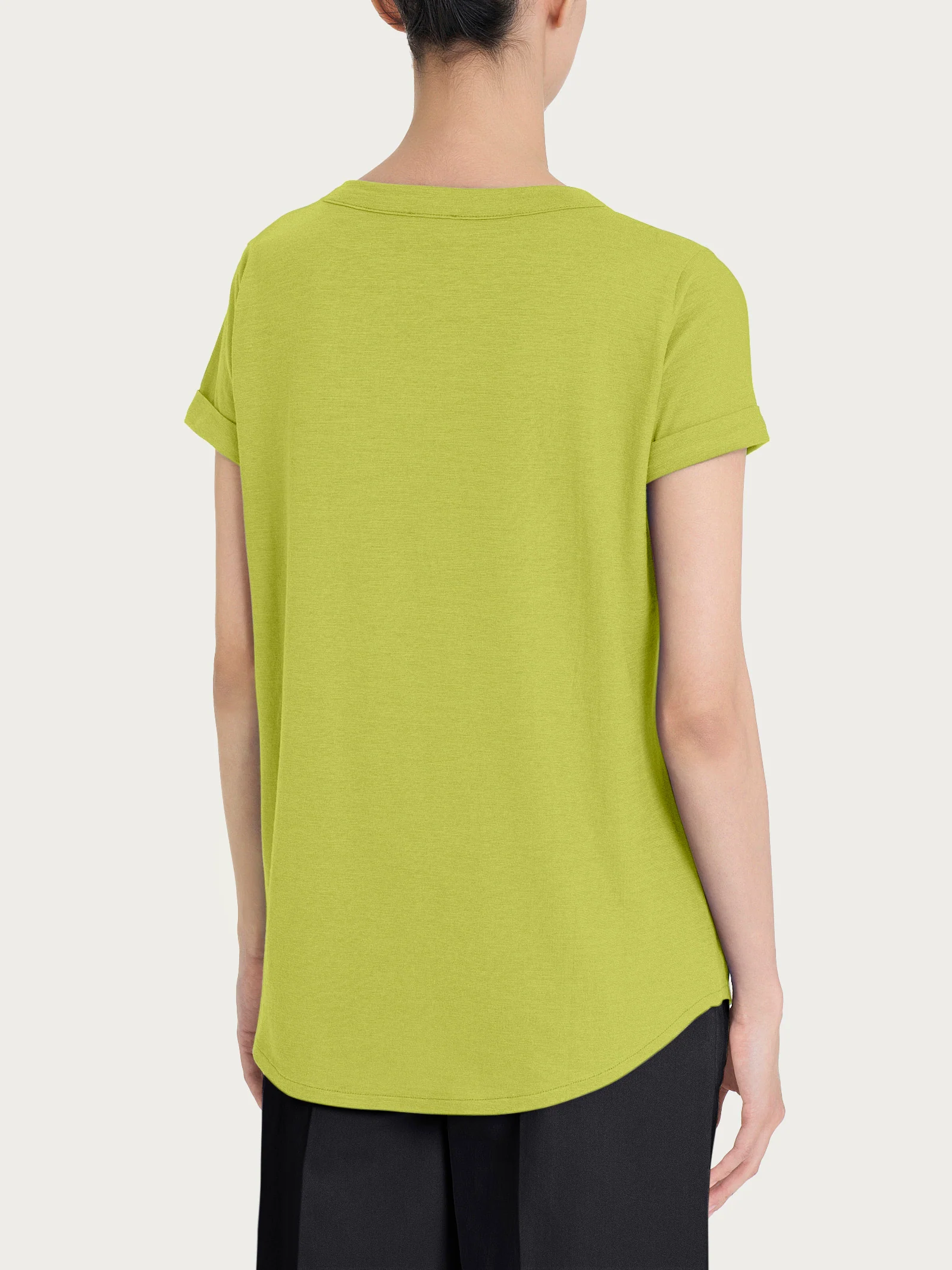 Maglietta con Scollo a V in slub jersey di cotone - Grenoble Green - Image 2