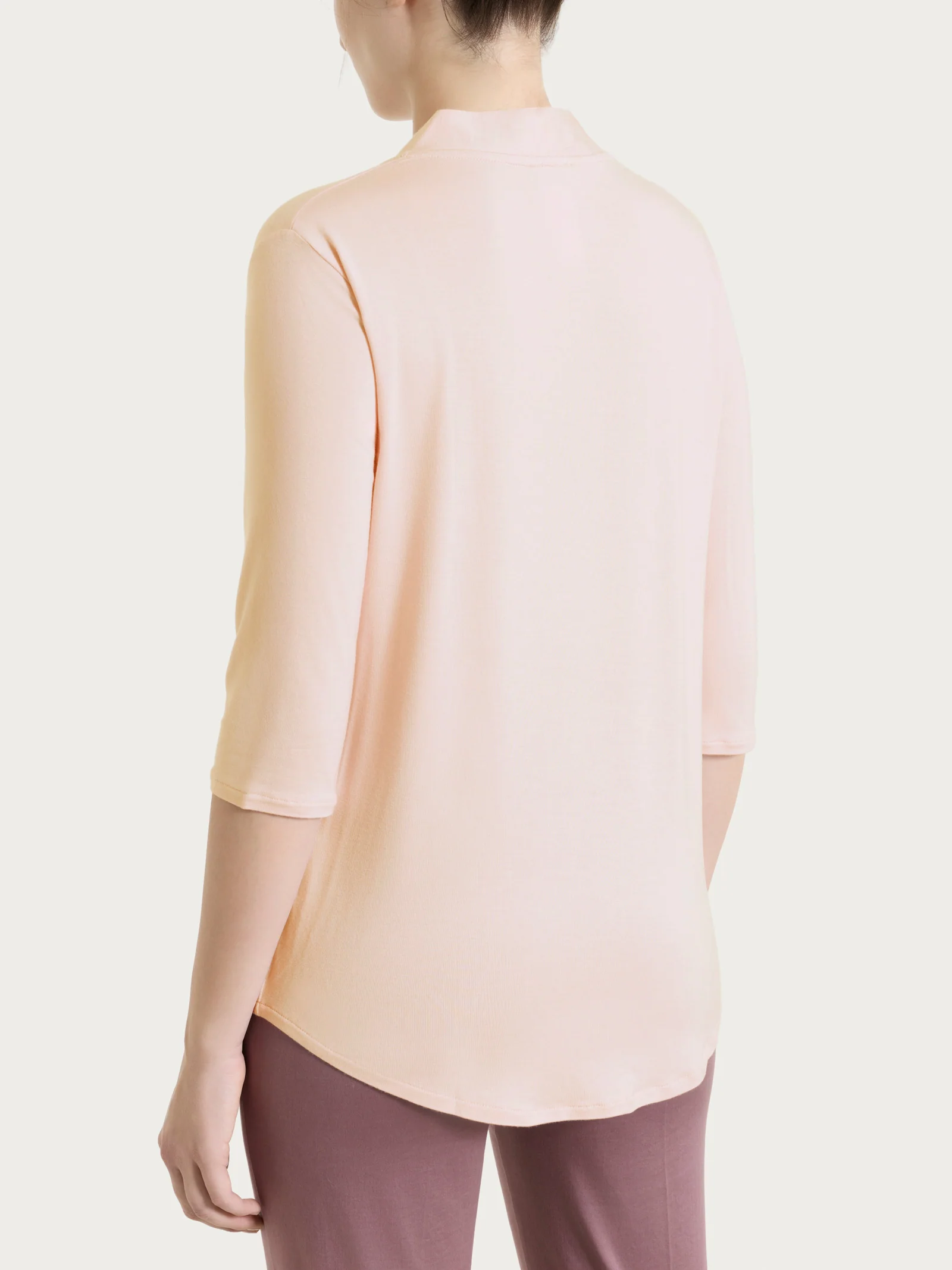 Maglietta con scollo a V in Viscosa Summer - Cameo Rose - Image 2