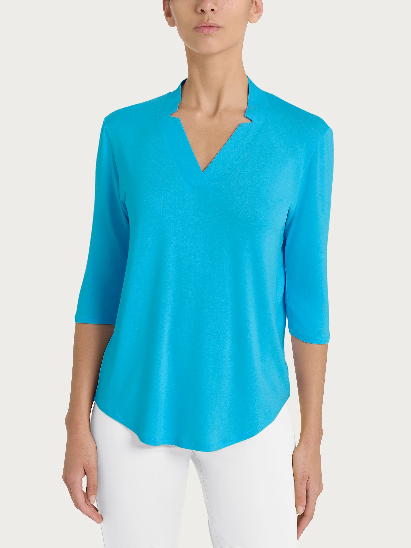 Maglietta con scollo a V in Viscosa Summer - Aquarius