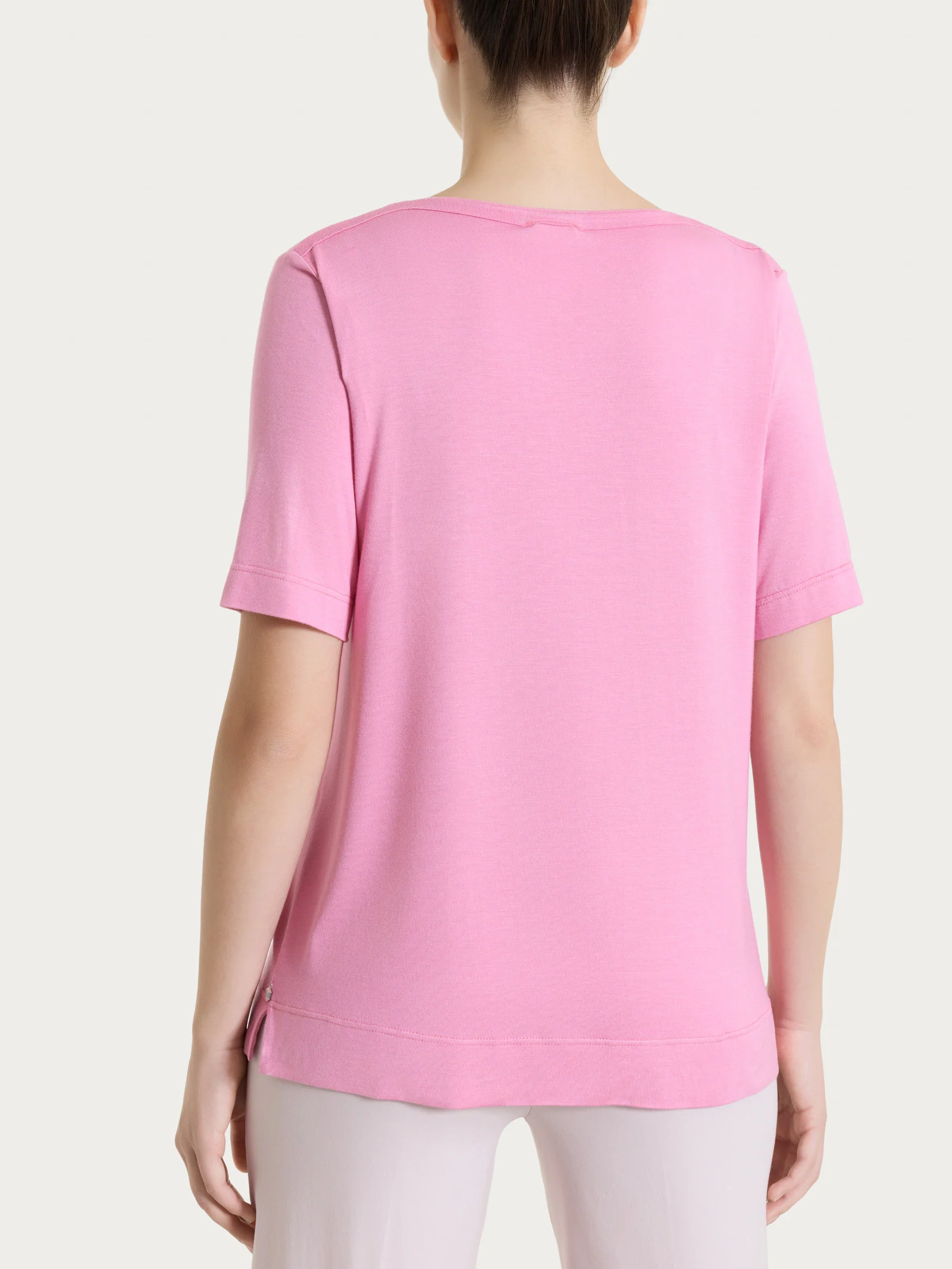 Maglietta con scollo a V in Viscosa Summer - Cashmere Rose - Image 2