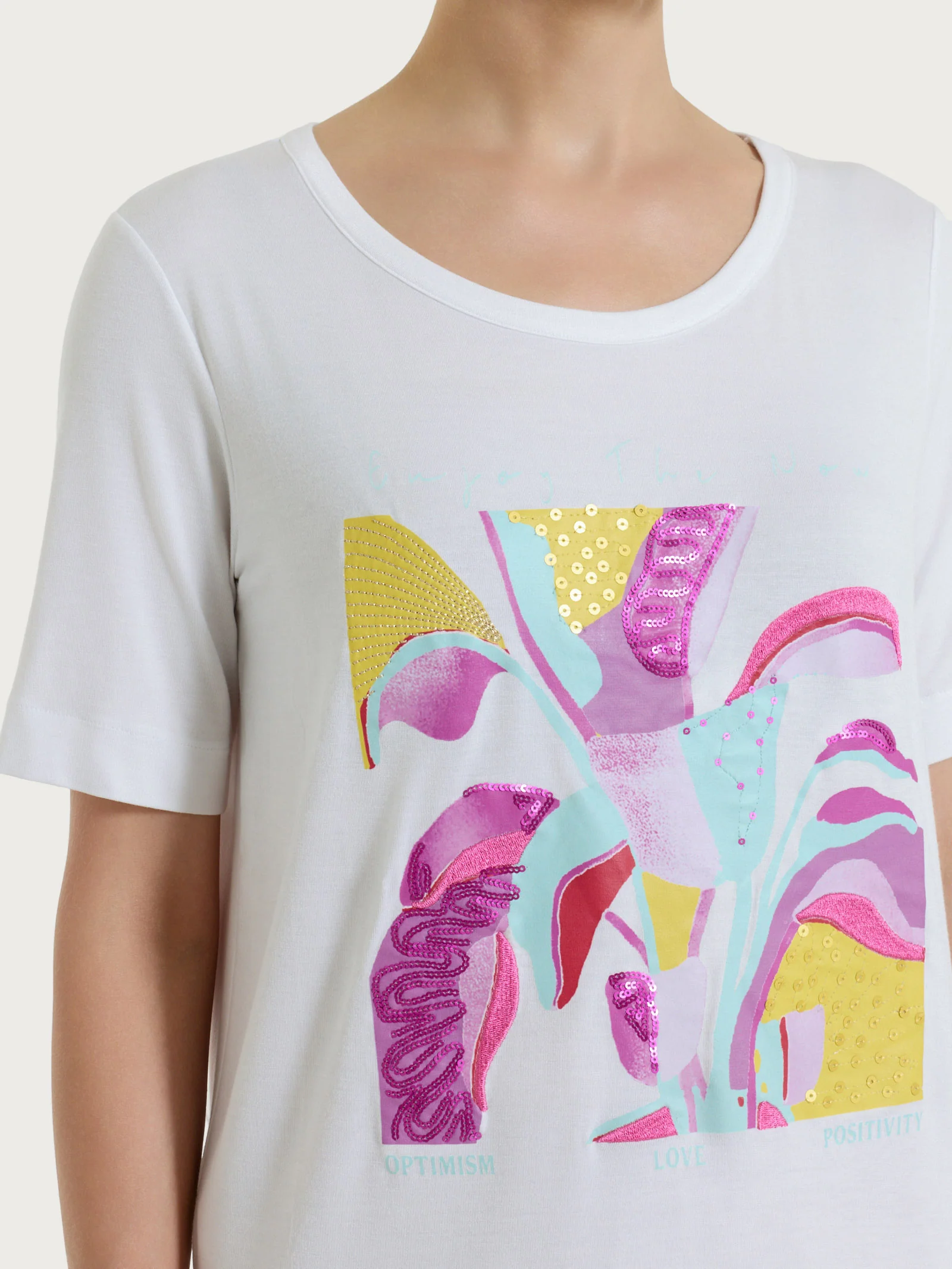 Maglietta con stampa in Viscosa Summer - Fant.White - Image 3