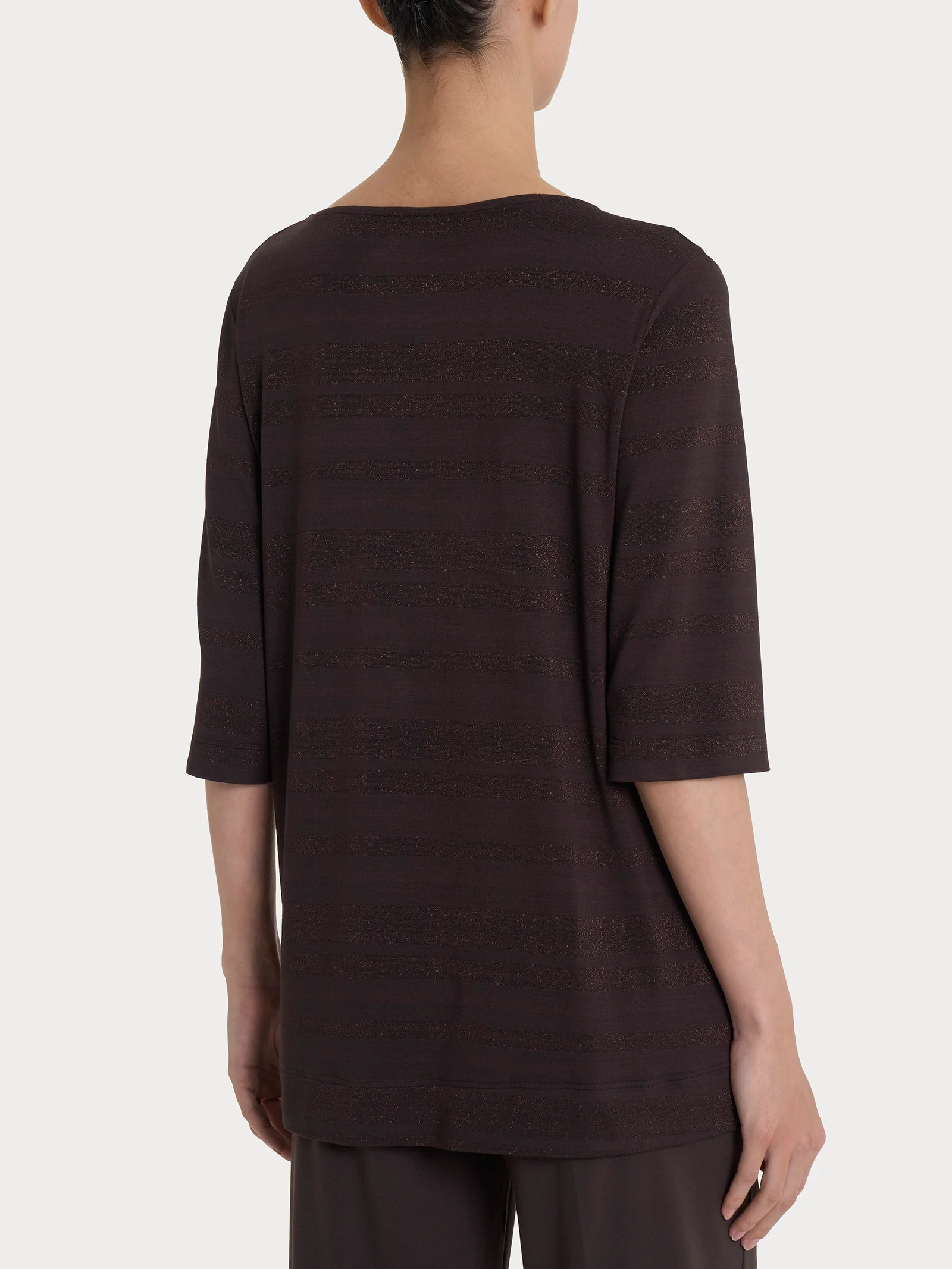 Maglietta con stripes in Viscosa Summer e Lurex - Chocolate Torte - Image 2