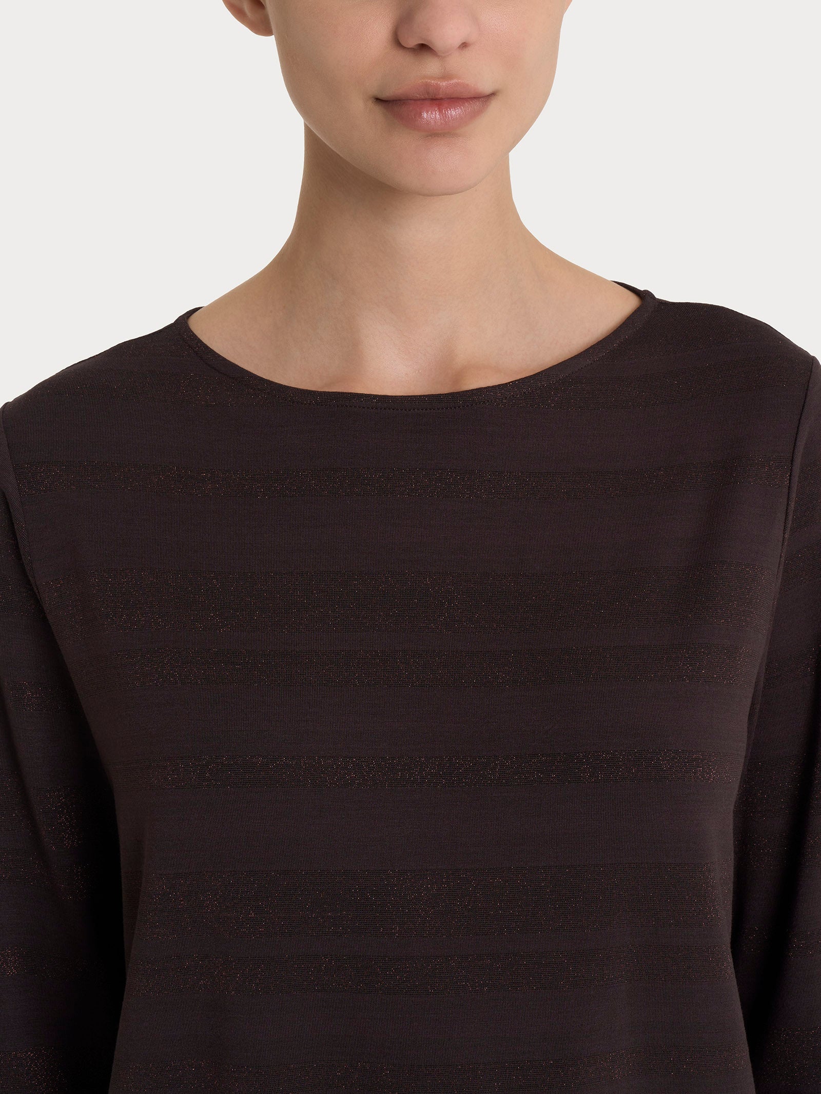 Maglietta con stripes in Viscosa Summer e Lurex - Chocolate Torte - Image 3