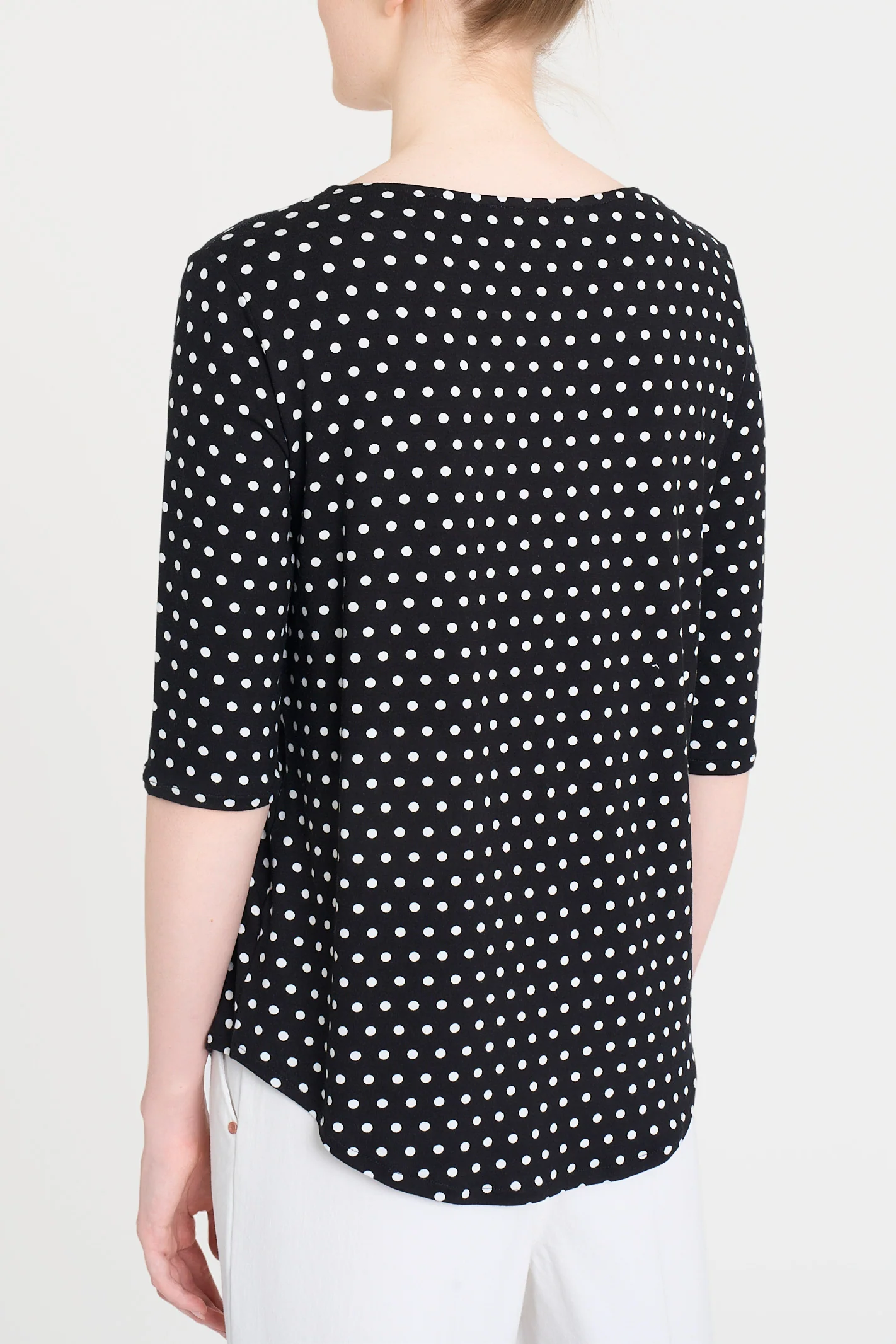 Maglietta girocollo con dots in Viscosa Summer - Fant.Nero - Image 2