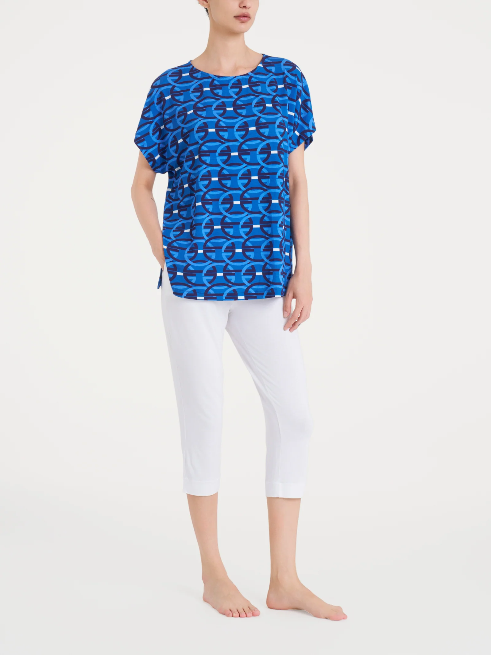 Maglietta girocollo con geometric pattern in Viscosa Summer  - Fant.Copiativo - Image 4
