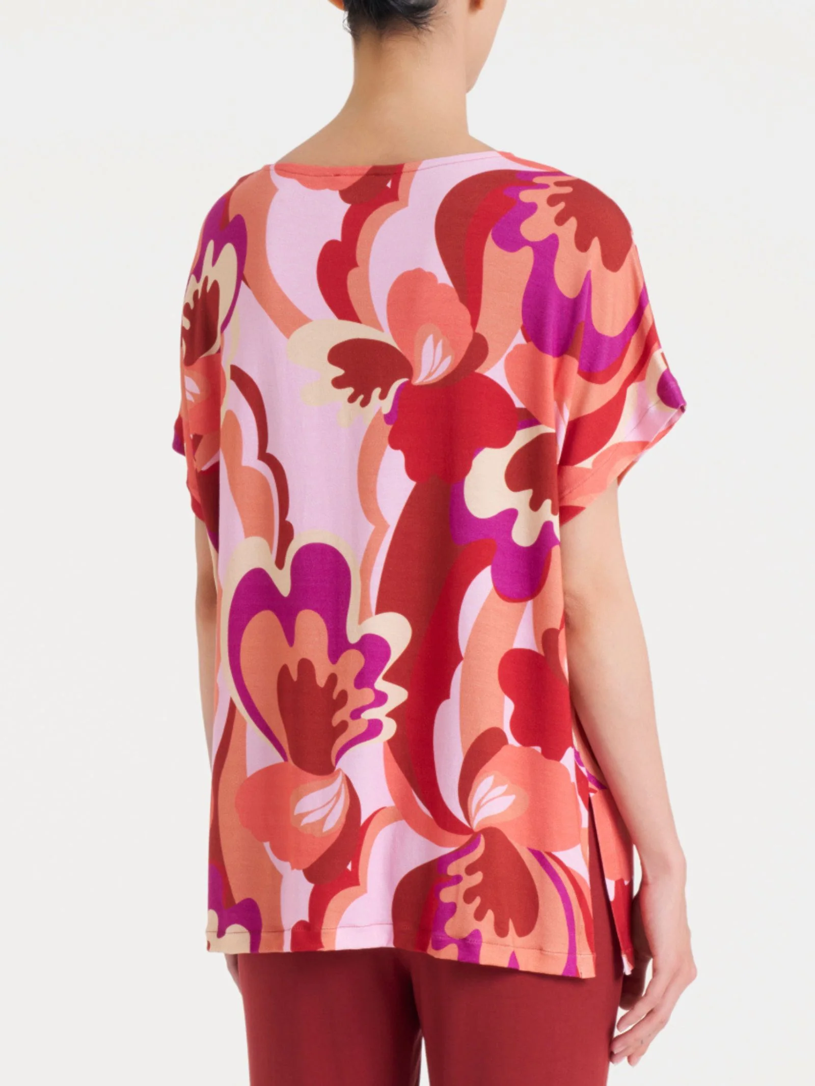 Maglietta girocollo con geometric pattern in Viscosa Summer  - Fant. Brandy Snifter - Image 2