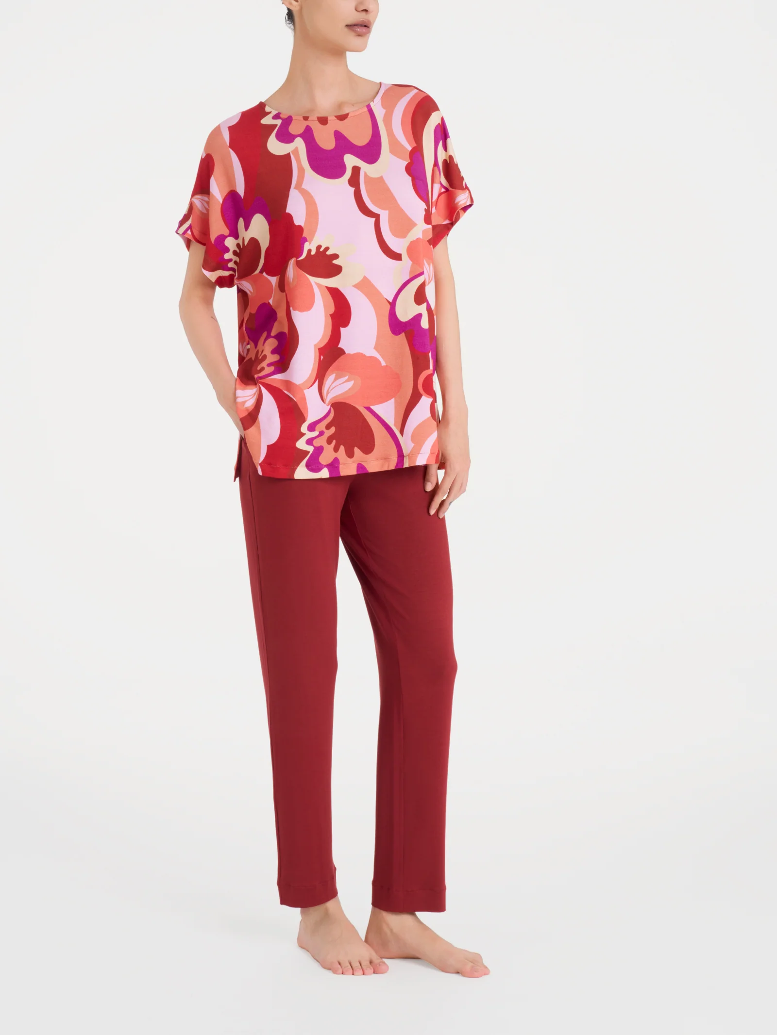 Maglietta girocollo con geometric pattern in Viscosa Summer  - Fant. Brandy Snifter - Image 4