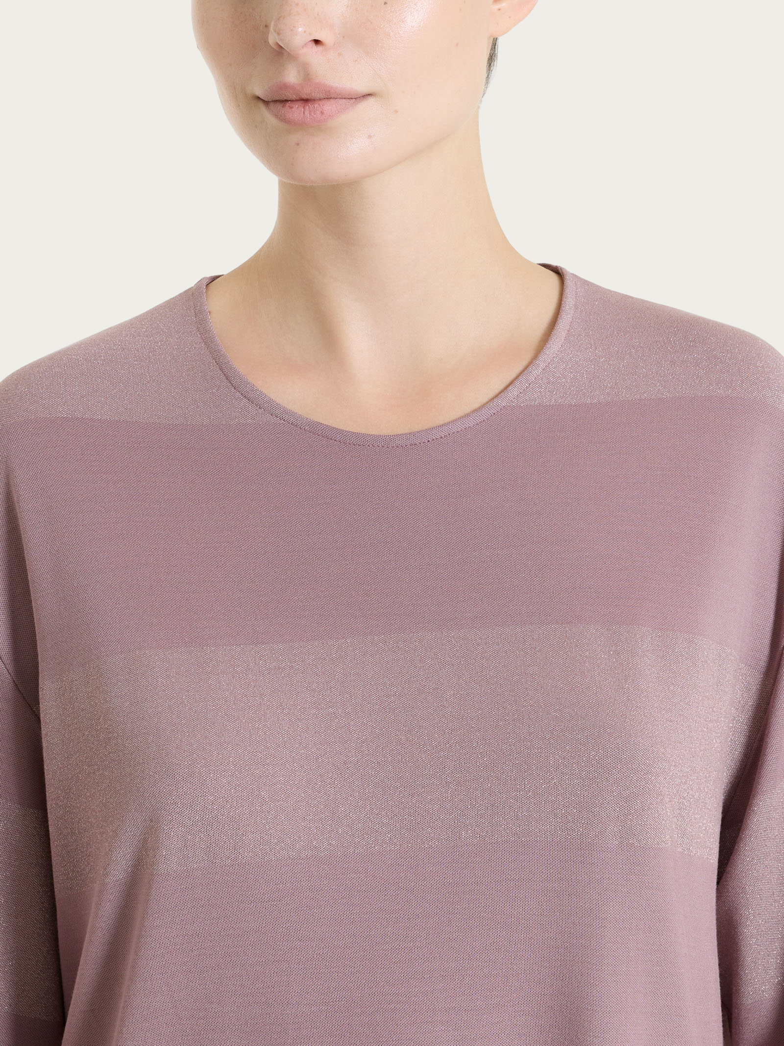 Maglietta girocollo con macro righe in Summer Light e Lurex - Fant. Twilight Mauve - Image 4