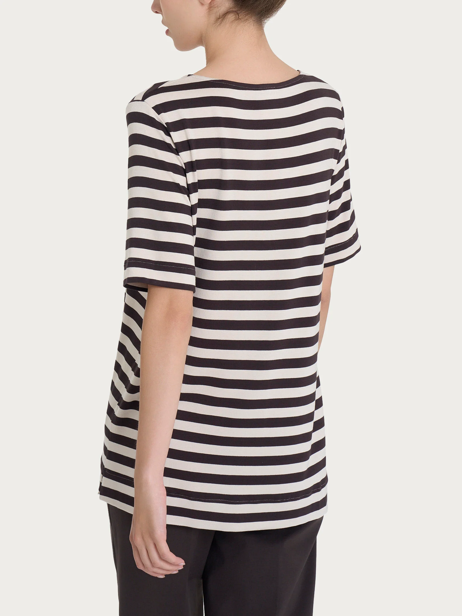 Maglietta girocollo con stripes in Viscosa Summer - Fant. Chocolate Torte Riga Pari - Image 2