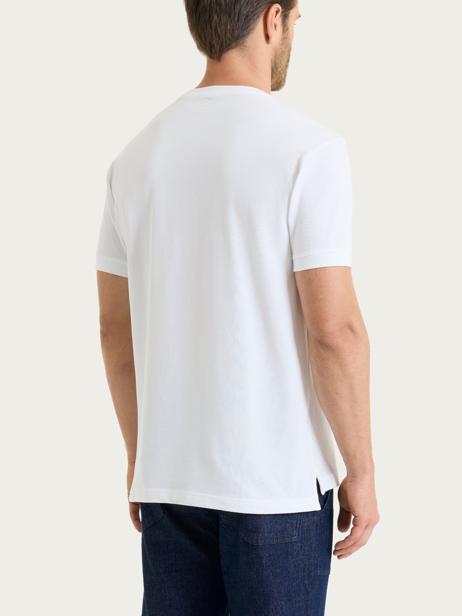 Maglietta girocollo in Eco Cotton Piquet Stretch - Bianco - Image 2