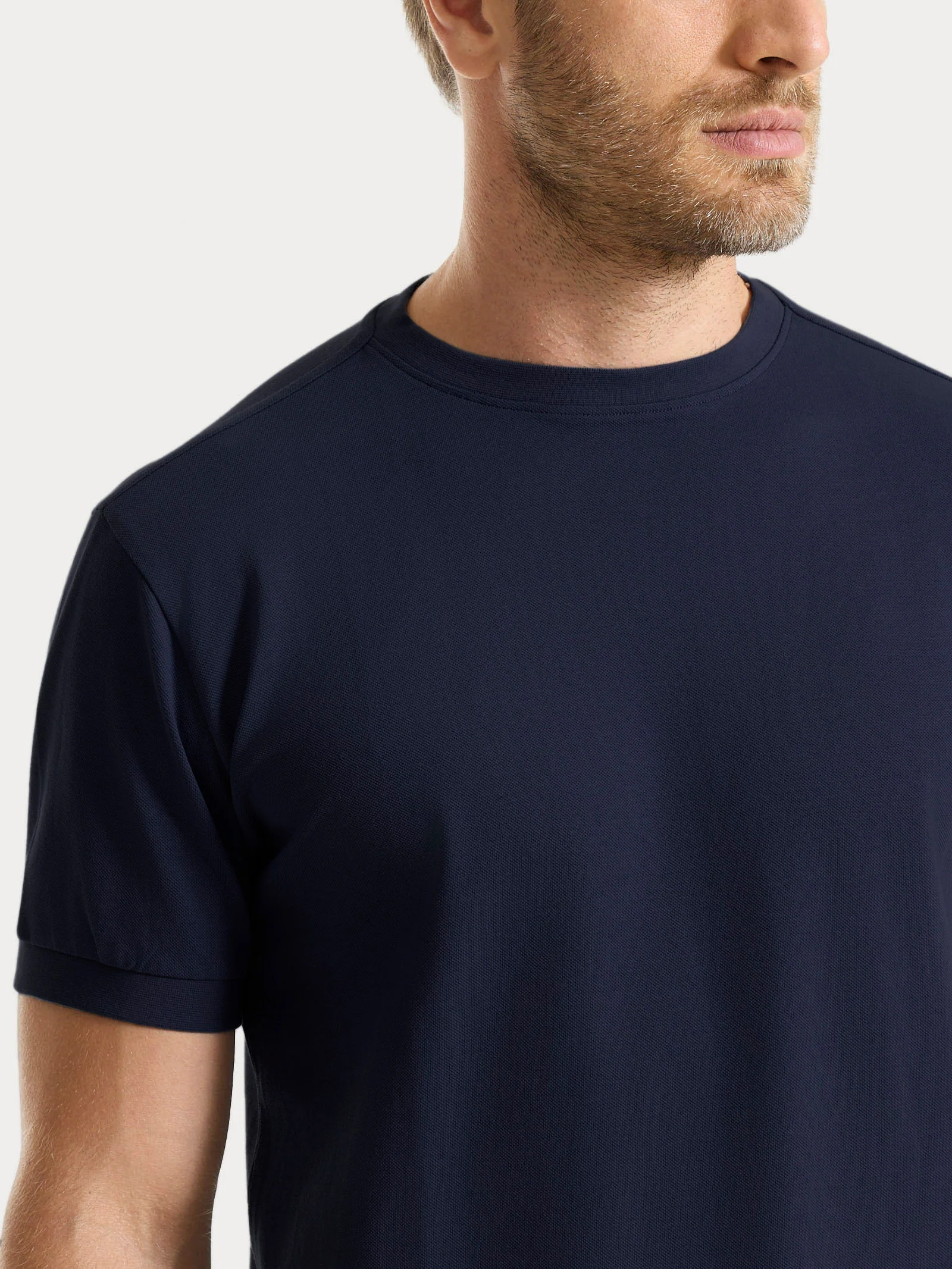 Maglietta girocollo in Eco Cotton Piquet Stretch - Outer Space - Image 3