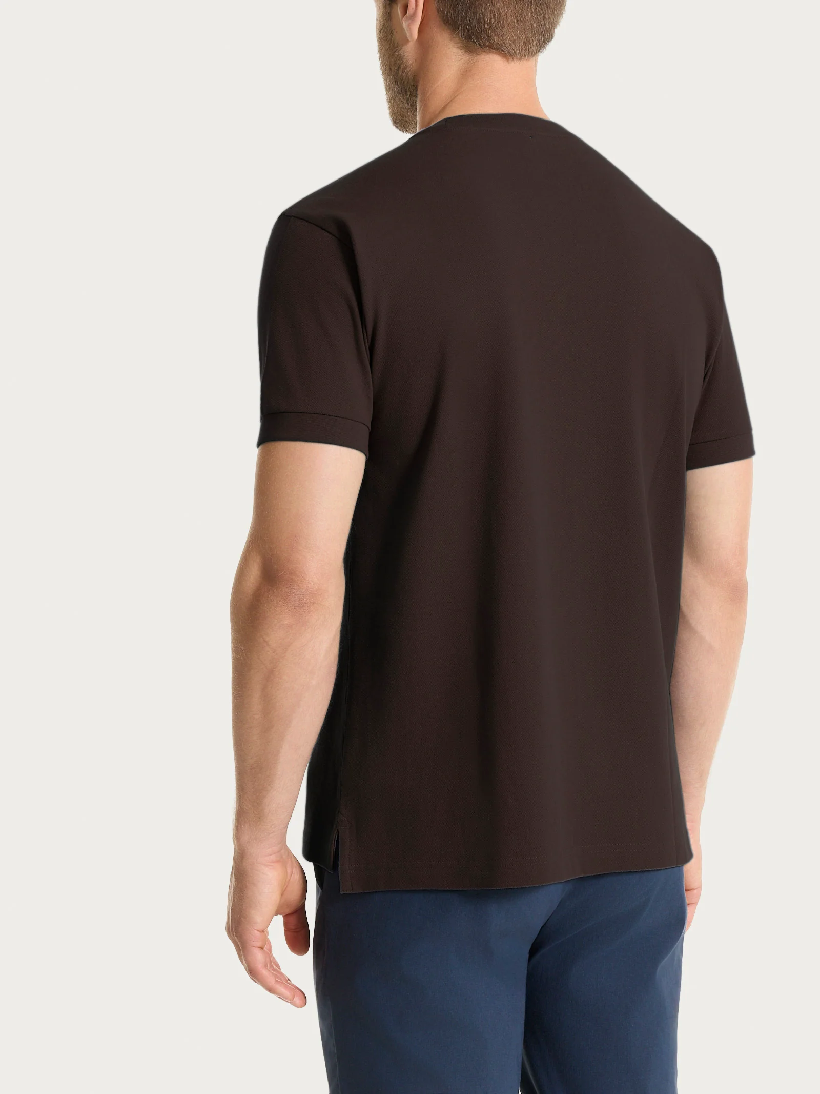 Maglietta girocollo in Eco Cotton Piquet Stretch - Chocolate Torte - Image 2