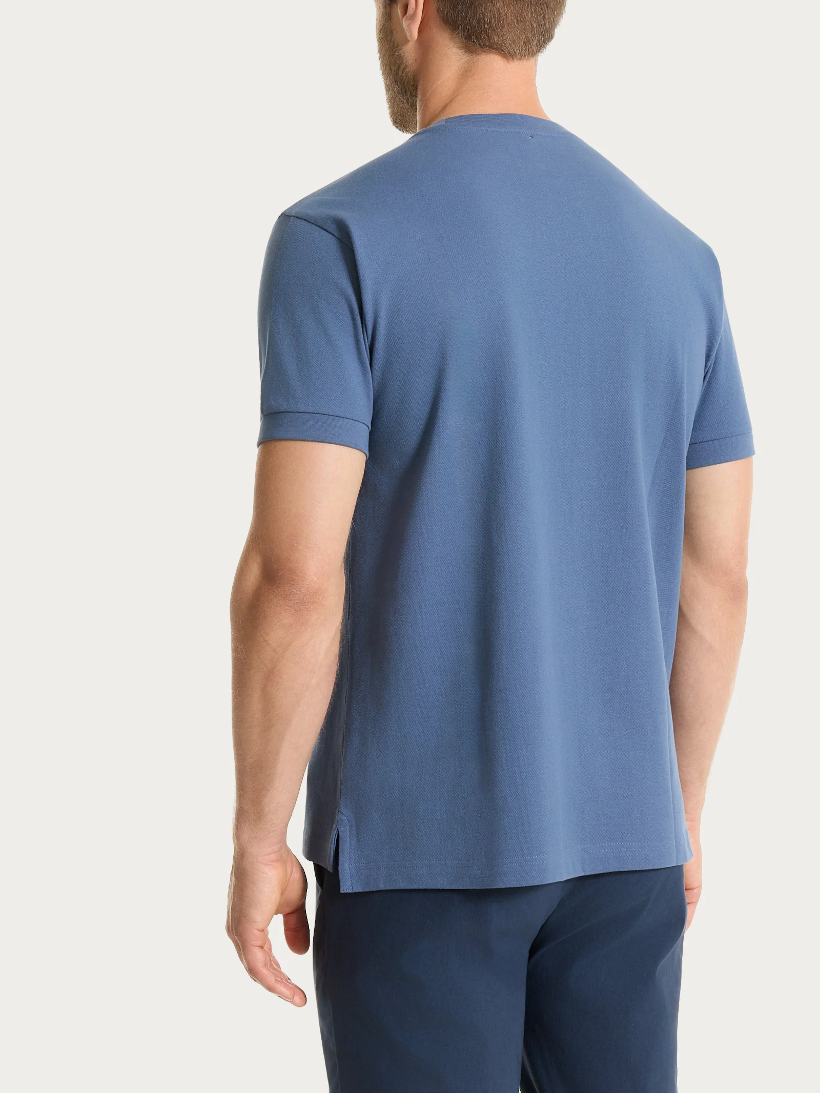 Maglietta girocollo in Eco Cotton Piquet Stretch - Vintage Indigo - Image 2