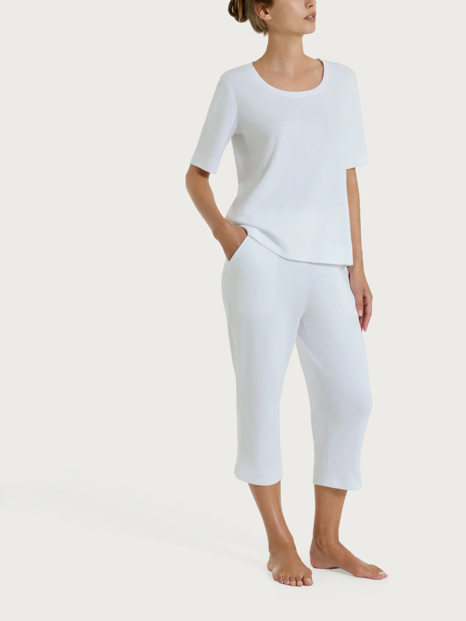 Maglietta girocollo in Eco Cotton Stretch - Bianco - Image 2