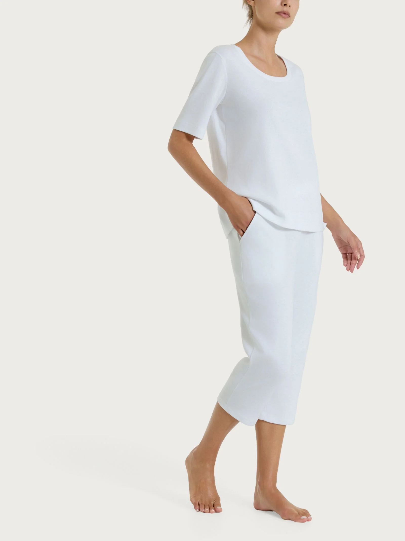 Maglietta girocollo in Eco Cotton Stretch - Bianco - Image 3