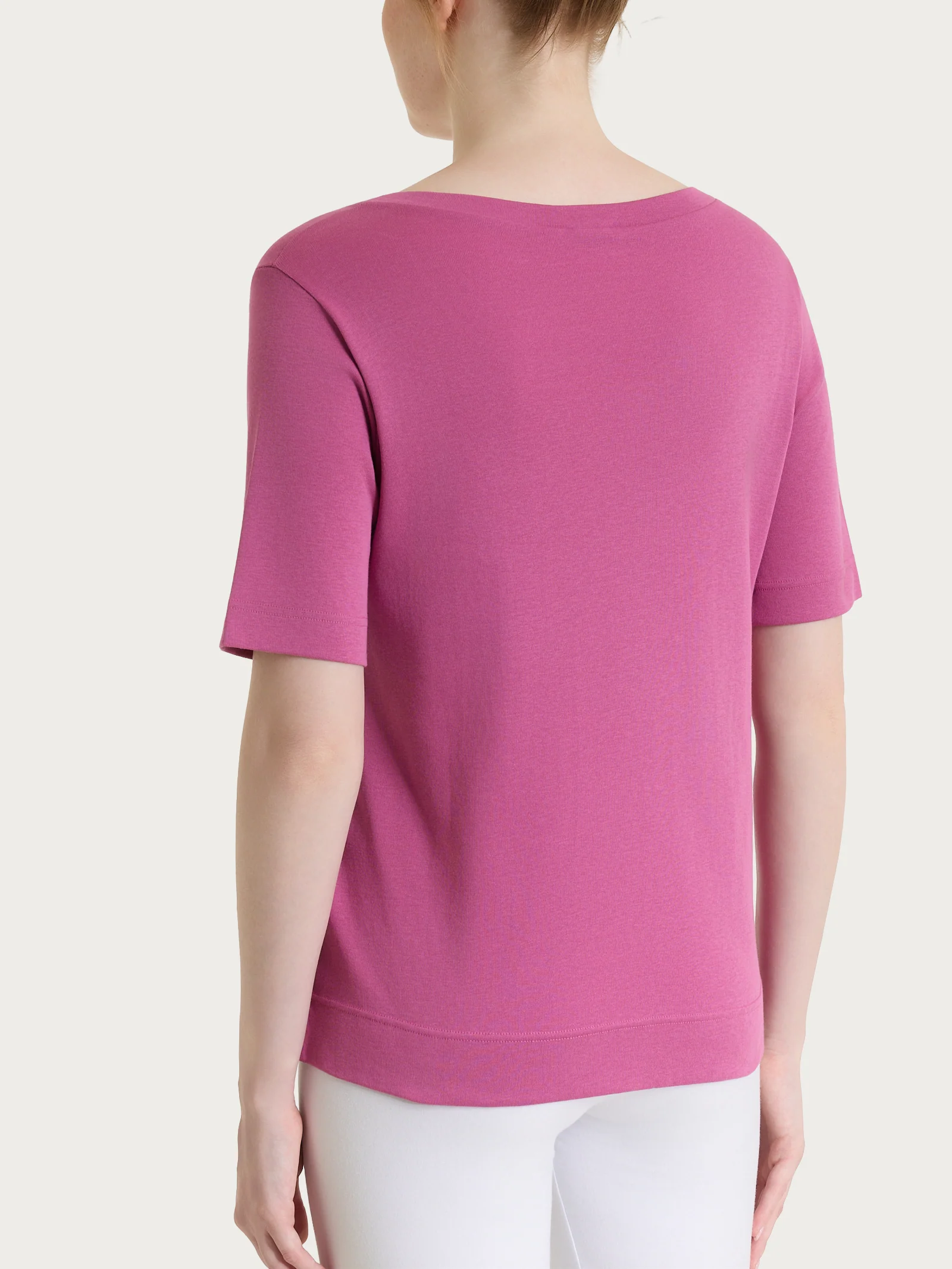 Maglietta girocollo in Eco Cotton Stretch - Red Violet - Image 2