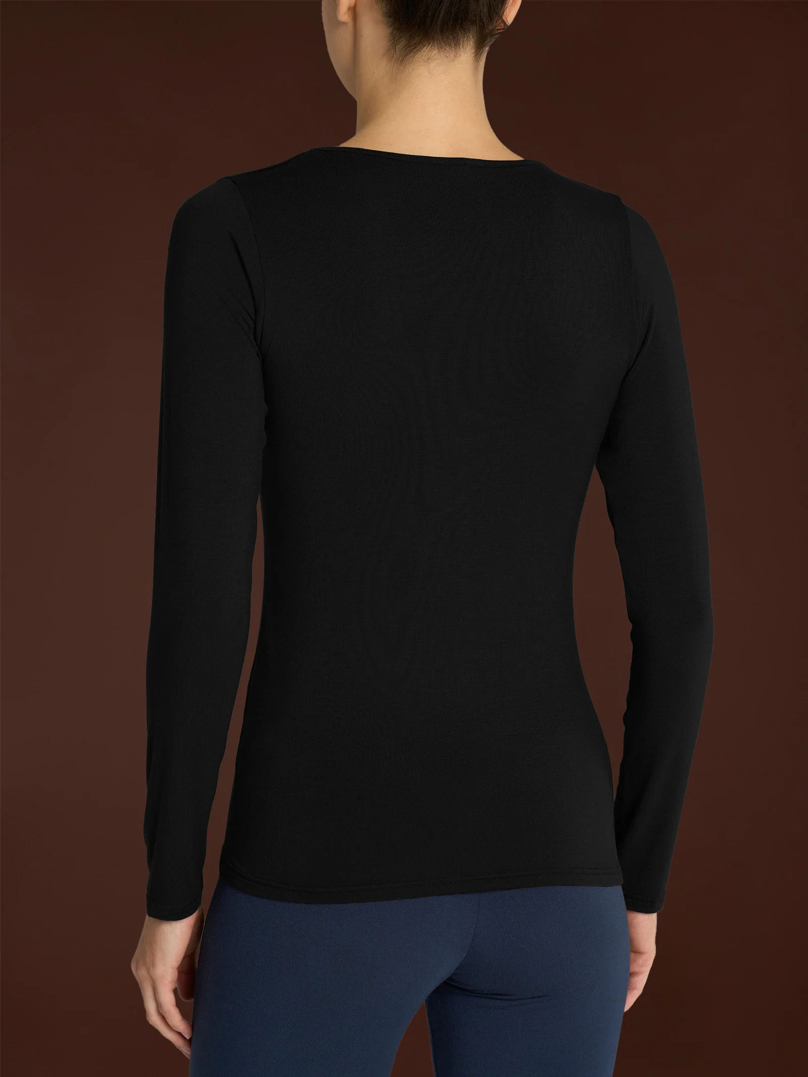 Maglietta girocollo in Eco Viscosa - Nero - Image 3