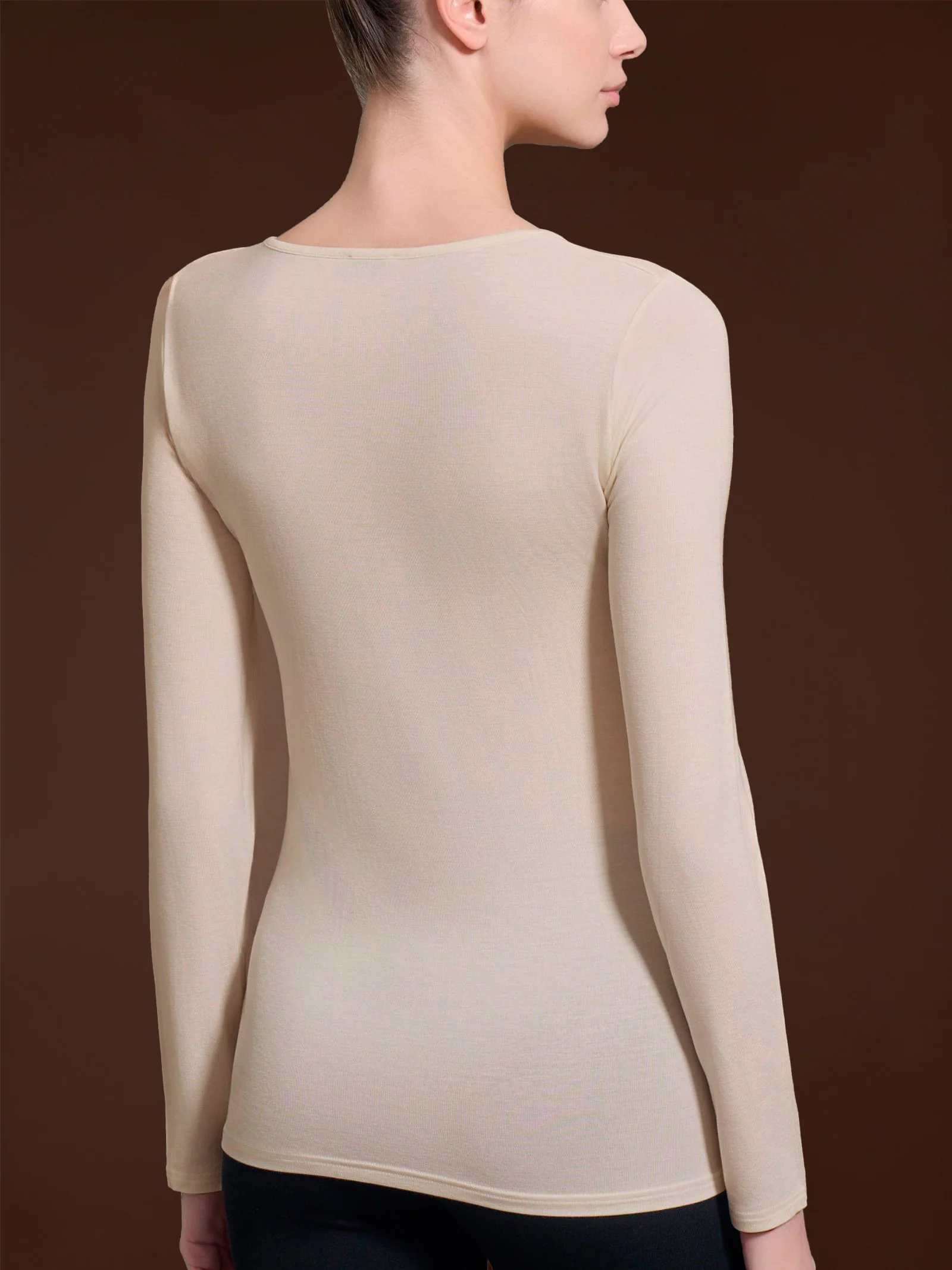 Maglietta girocollo in Eco Viscosa - Corda - Image 3