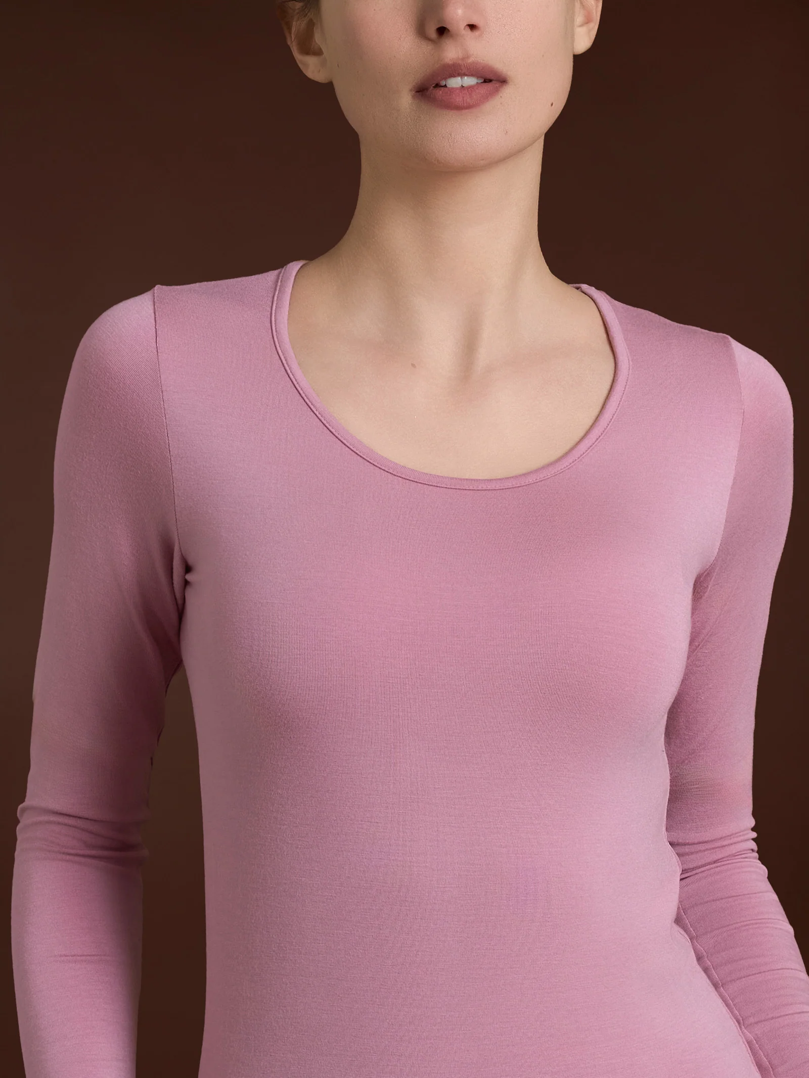 Maglietta girocollo in Eco Viscosa - Lilas - Image 3
