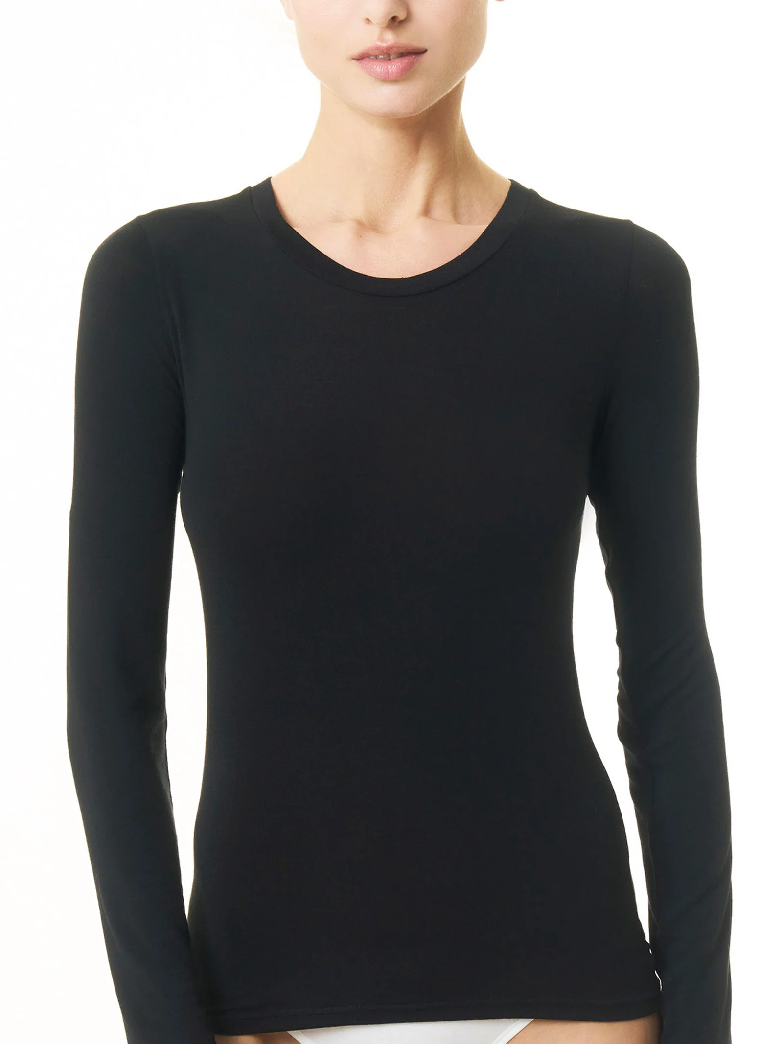 Maglietta girocollo in filato Tenderwool - Nero - Image 2