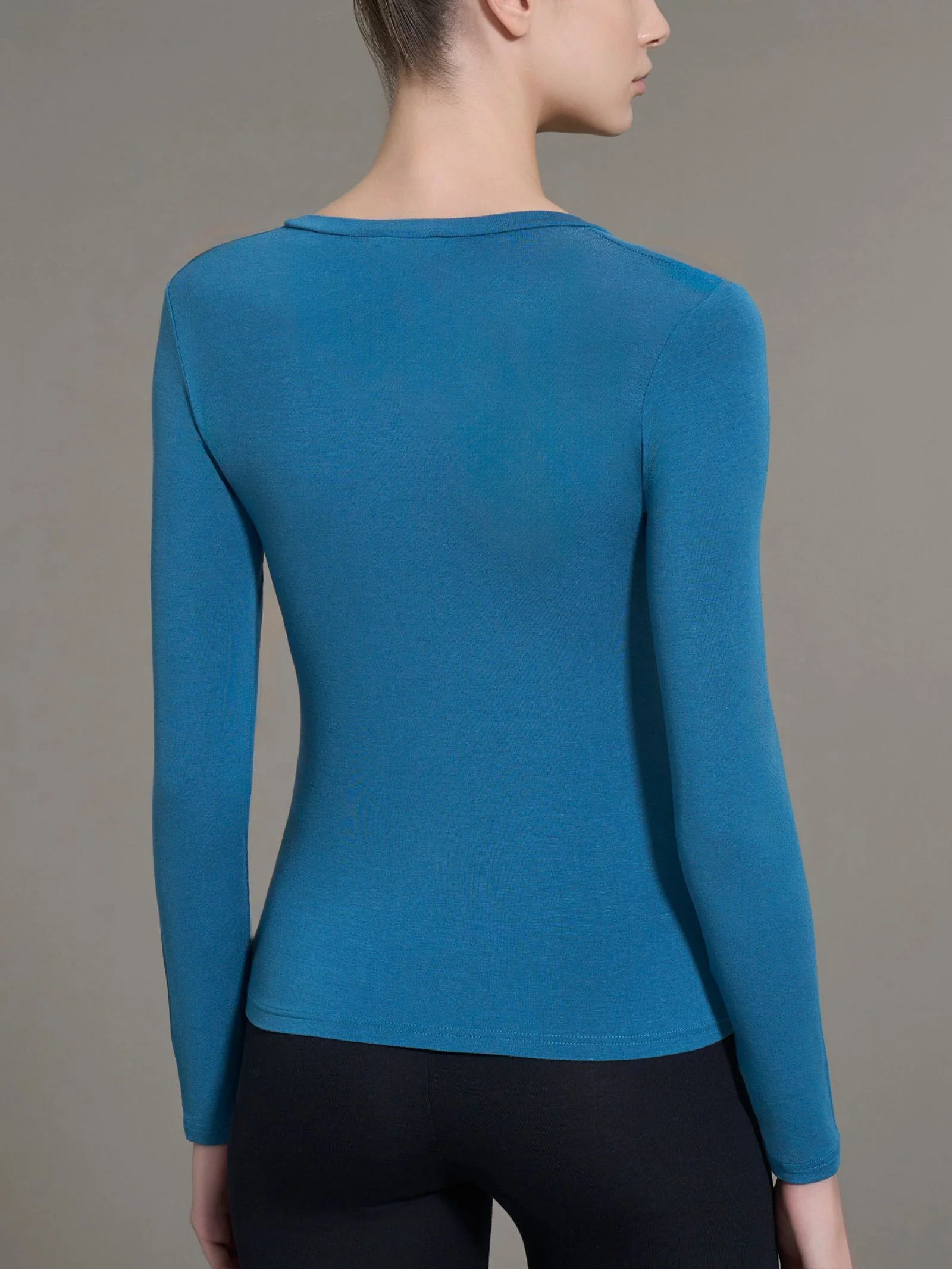 Maglietta girocollo in filato Tenderwool - Real Teal - Image 2