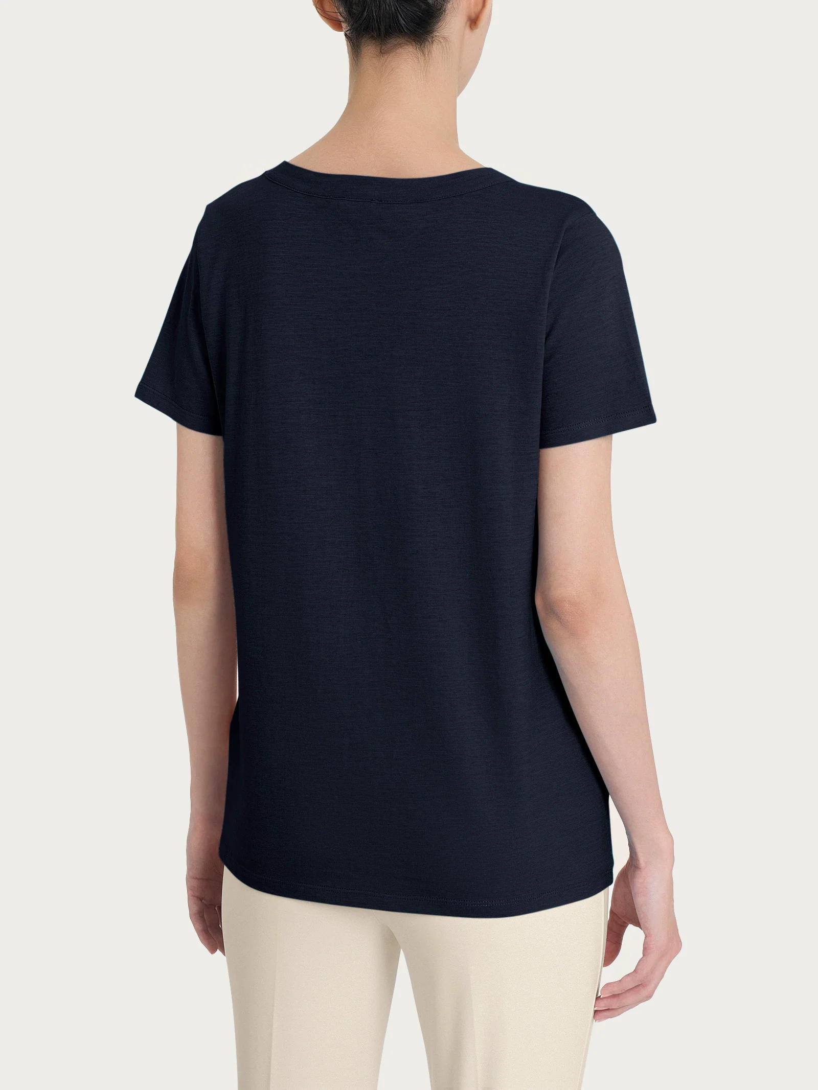 Maglietta girocollo in slub jersey di cotone - Bleu - Image 2