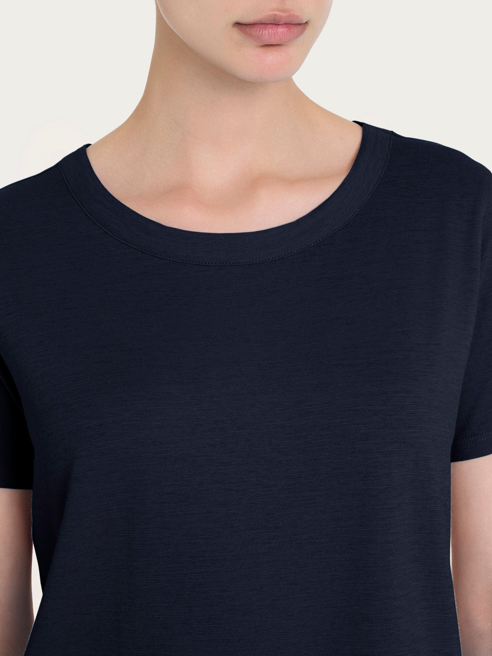 Maglietta girocollo in slub jersey di cotone - Bleu - Image 3