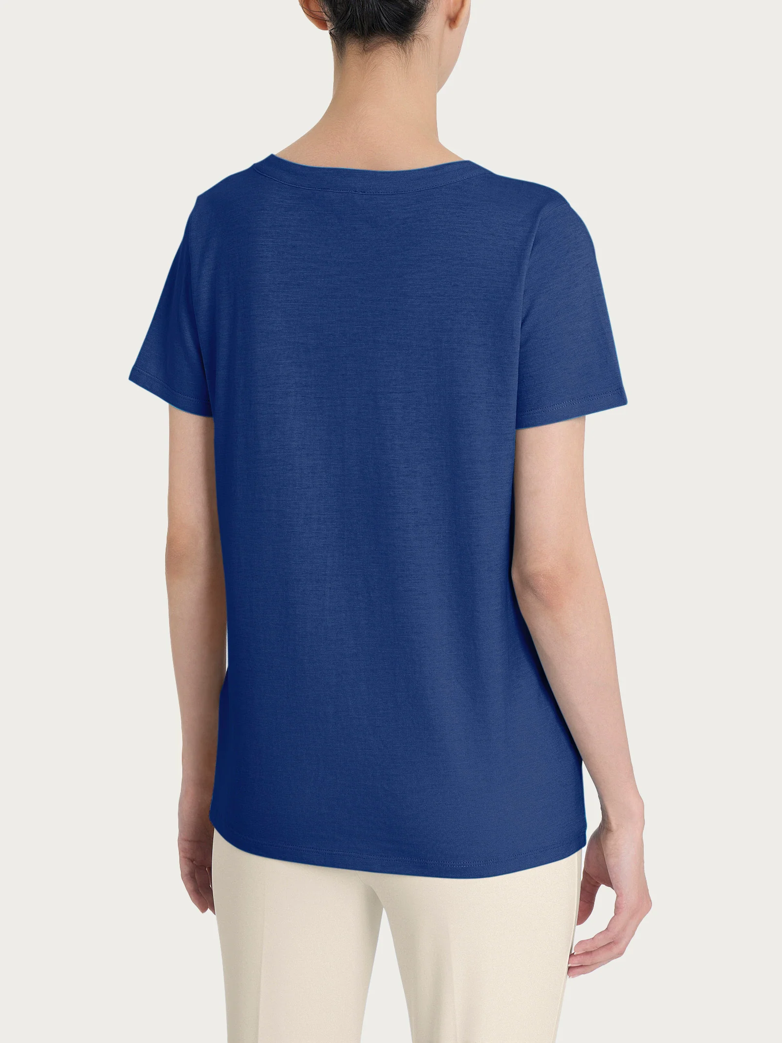 Maglietta girocollo in slub jersey di cotone - Blueberry - Image 2