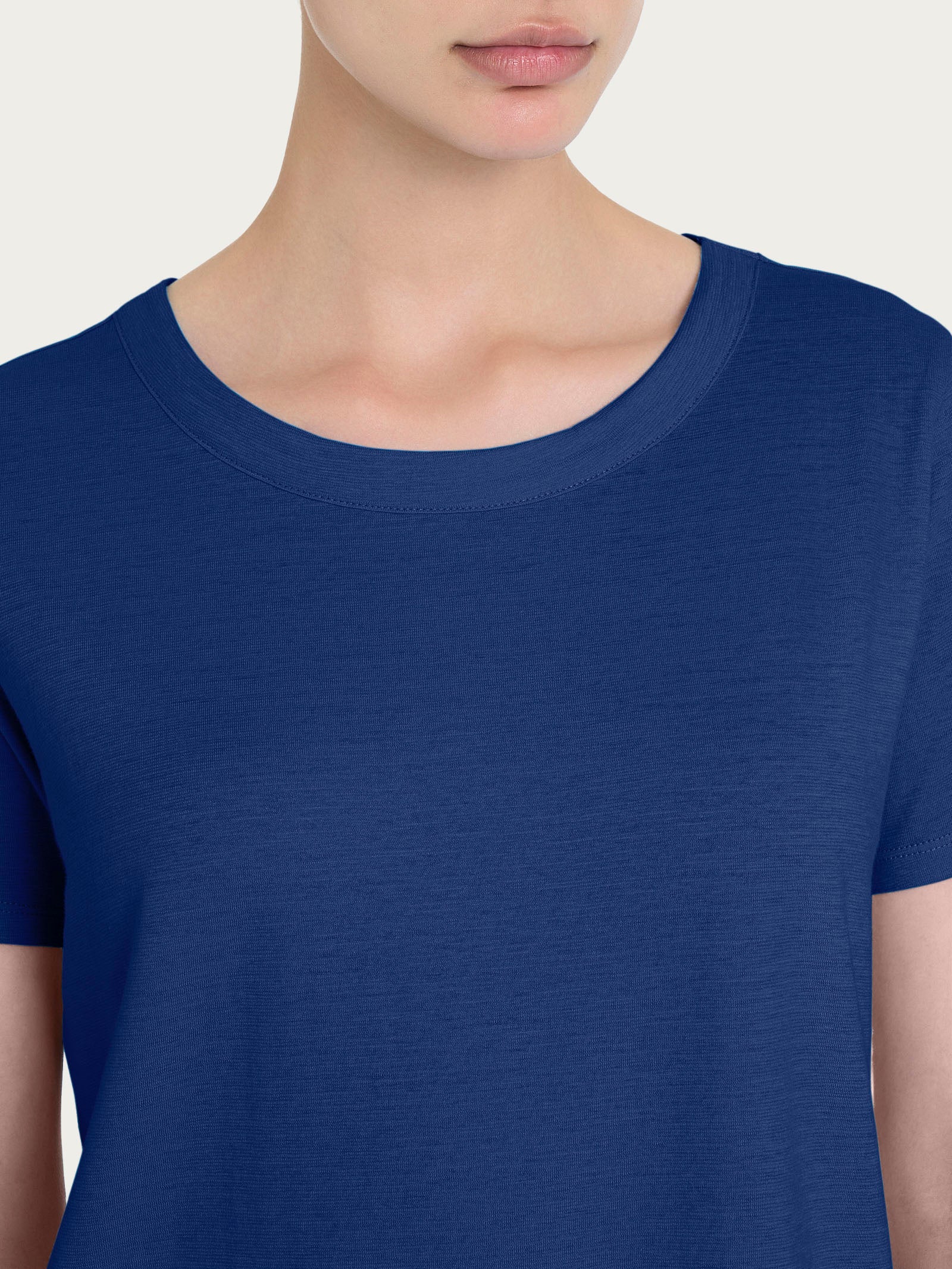 Maglietta girocollo in slub jersey di cotone - Blueberry - Image 3