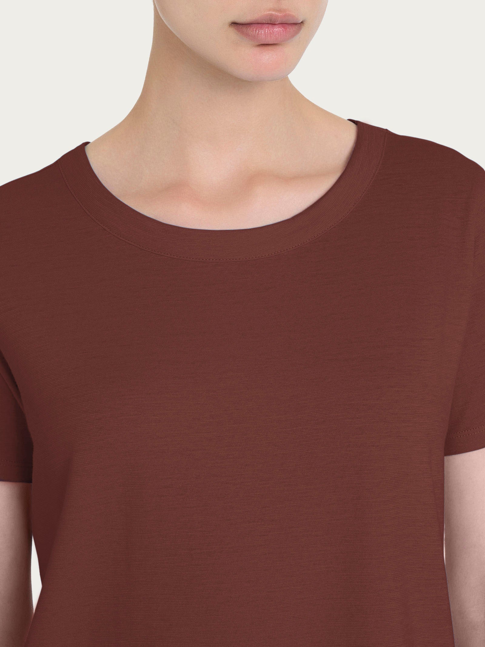 Maglietta girocollo in slub jersey di cotone - Cappuccino - Image 3