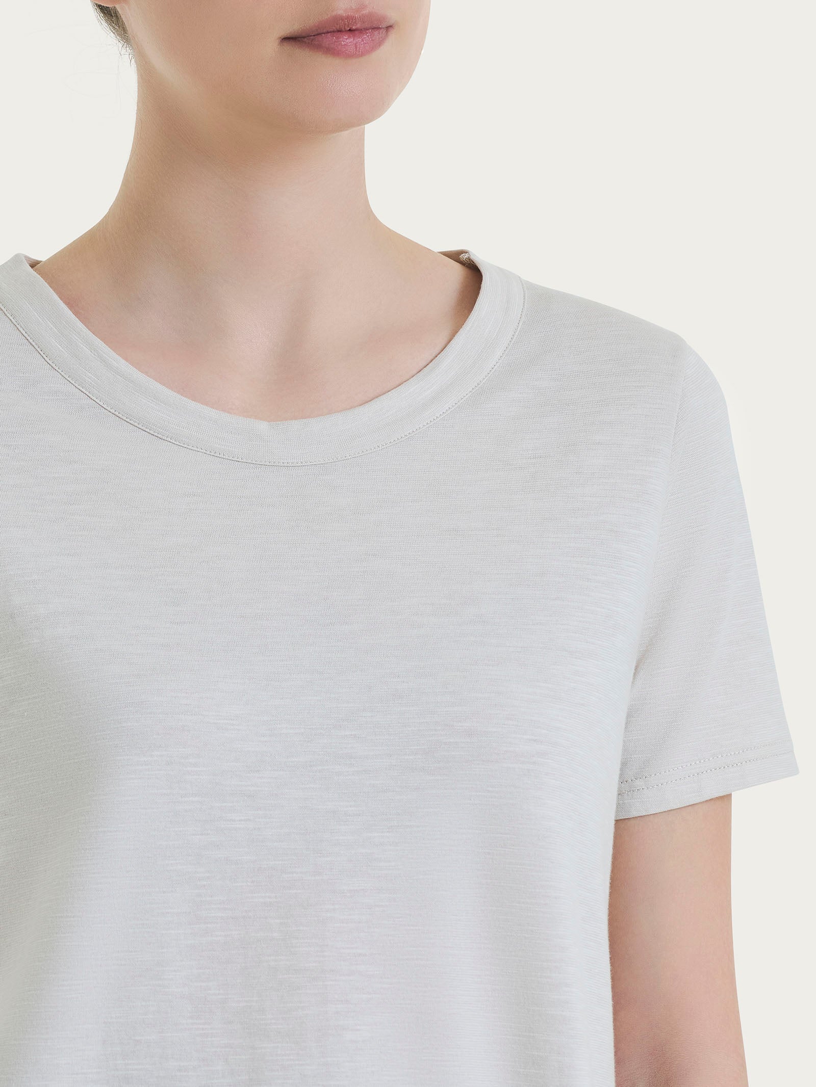 Maglietta girocollo in slub jersey di cotone - Champignon - Image 6