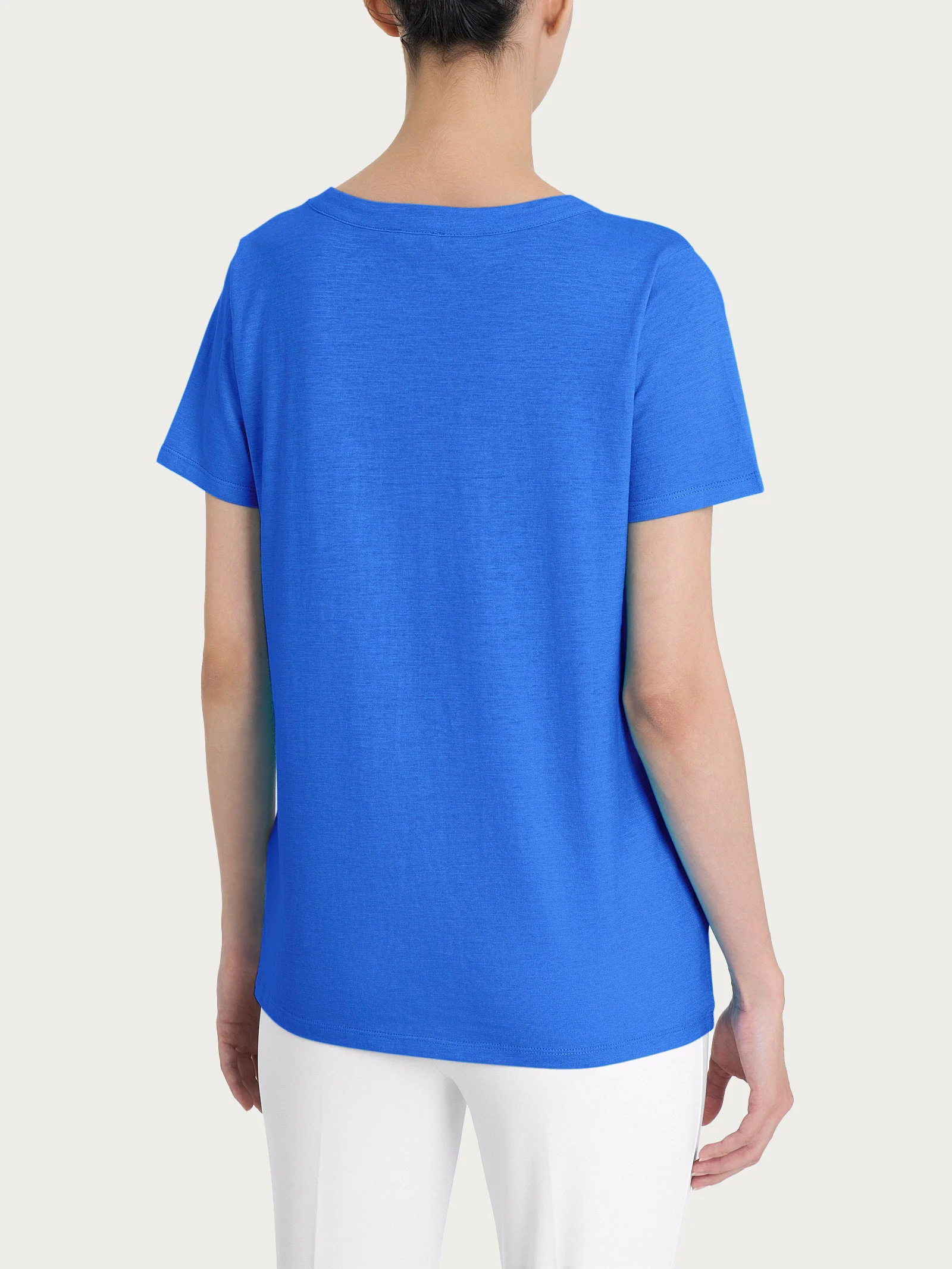 Maglietta girocollo in slub jersey di cotone - Dazzling Blue - Image 2