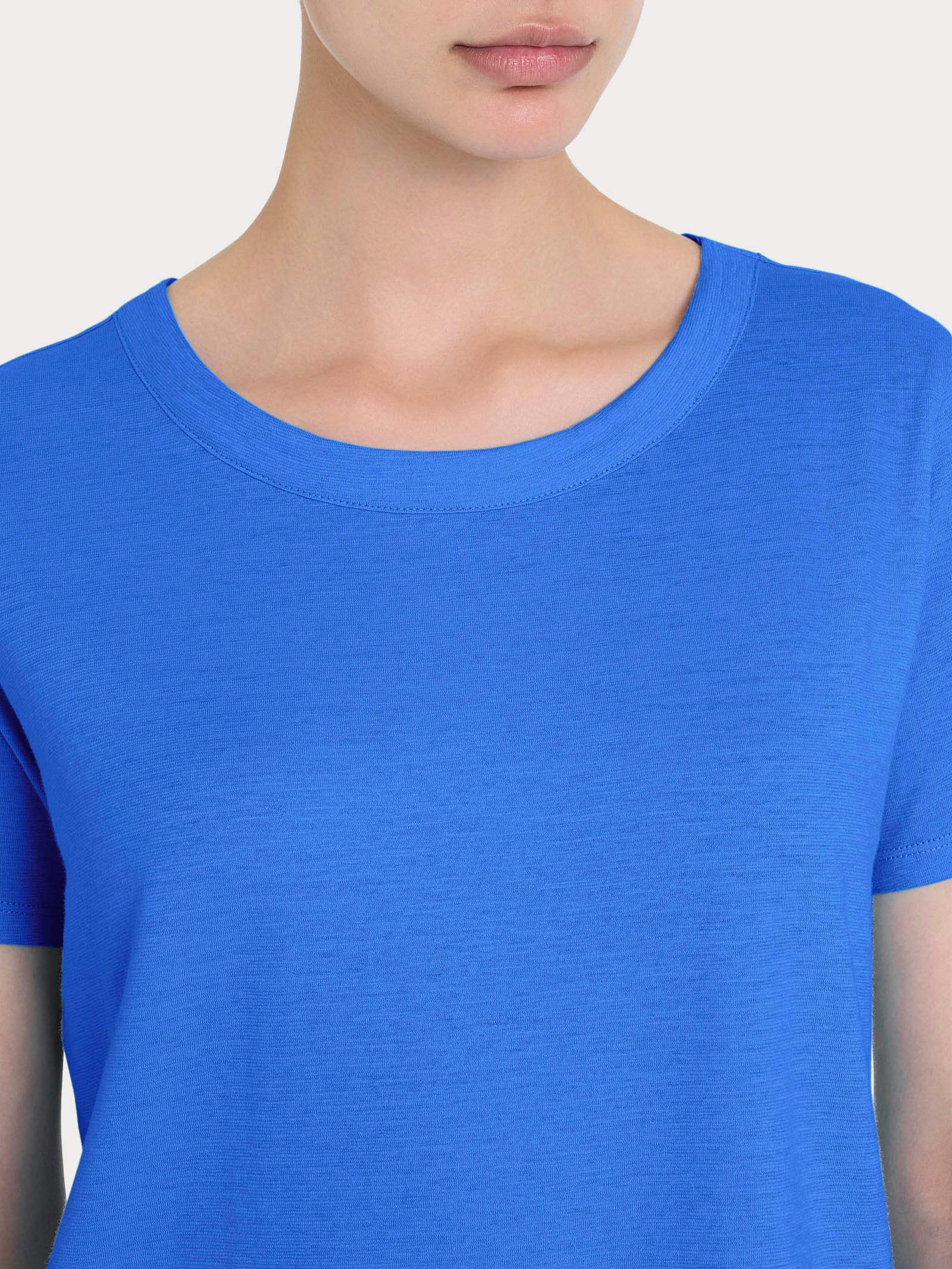 Maglietta girocollo in slub jersey di cotone - Dazzling Blue - Image 4
